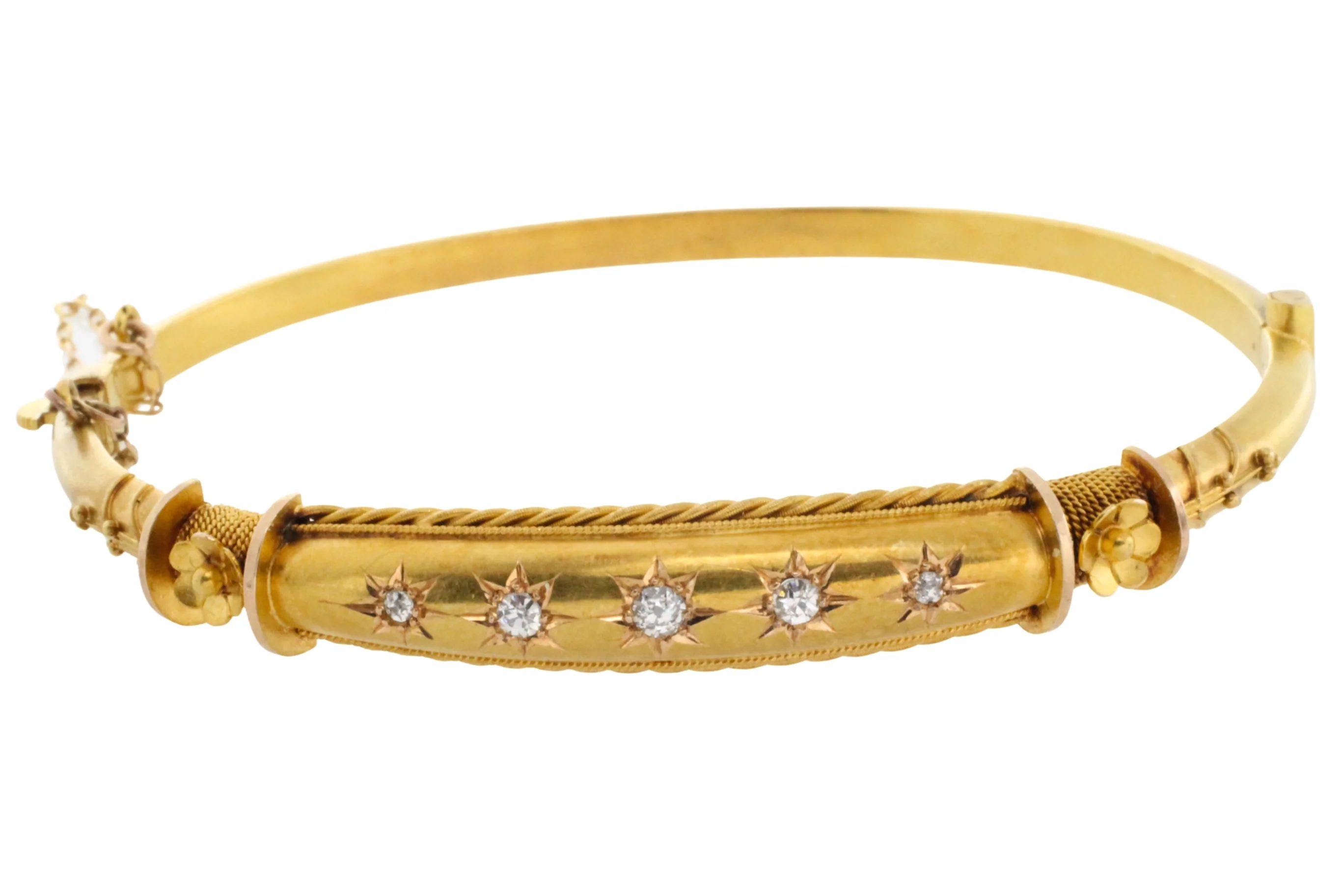 Edwardian hinged bracelet with old cut diamonds - Image 3