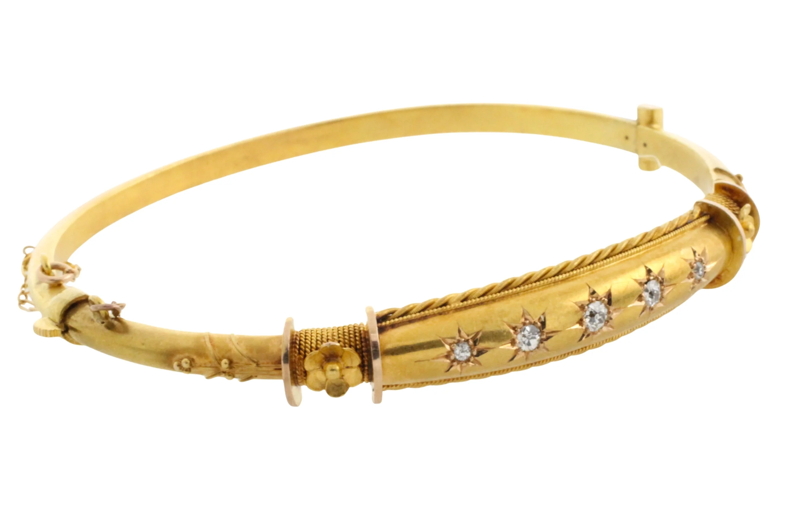 Edwardian hinged bracelet with old cut diamonds - Image 4