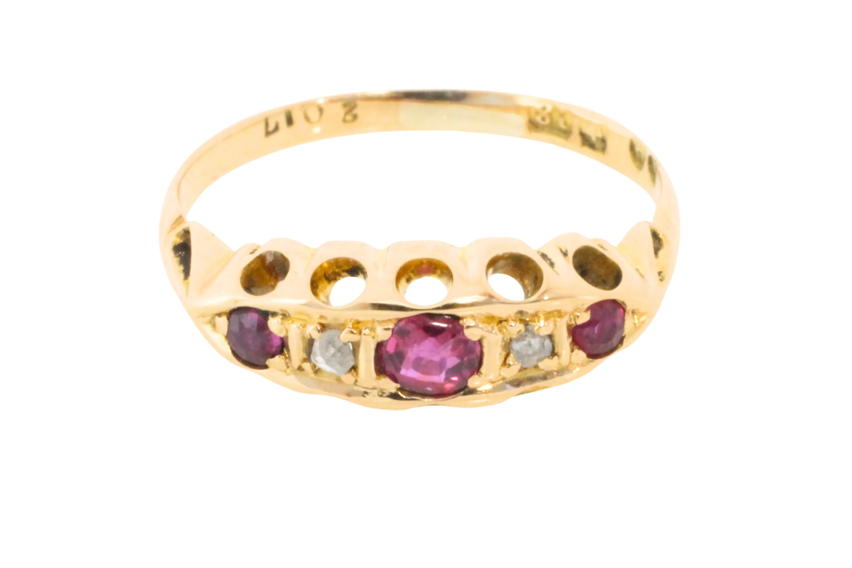 Edwardian period ruby and rose diamond ring - Image 4
