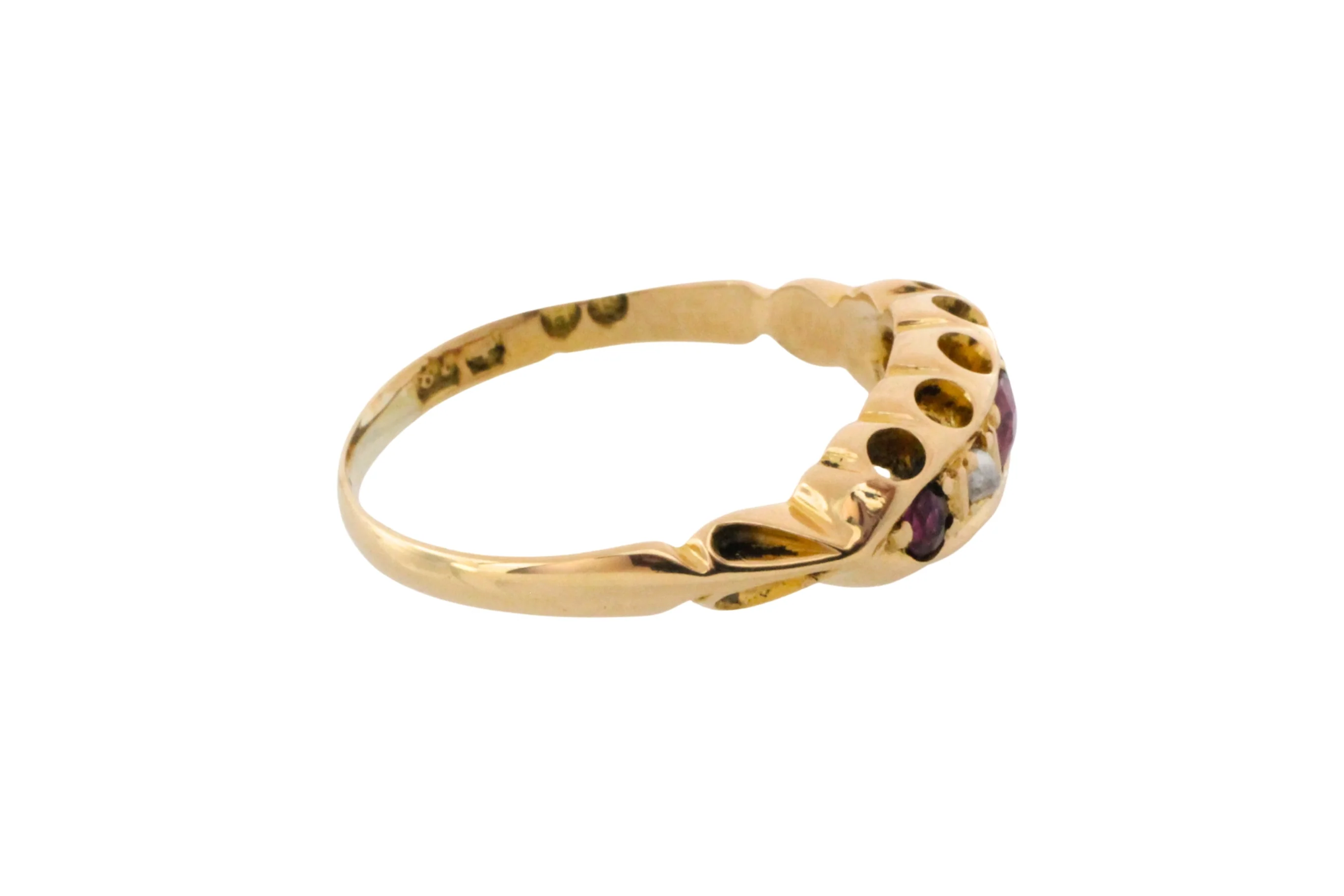 Edwardian period ruby and rose diamond ring - Image 6