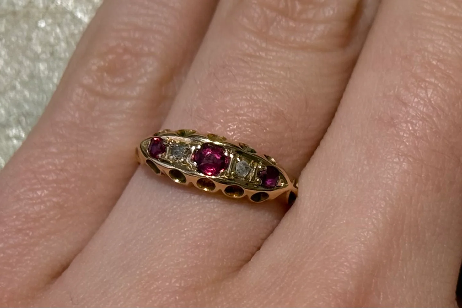 Edwardian period ruby and rose diamond ring - Image 8