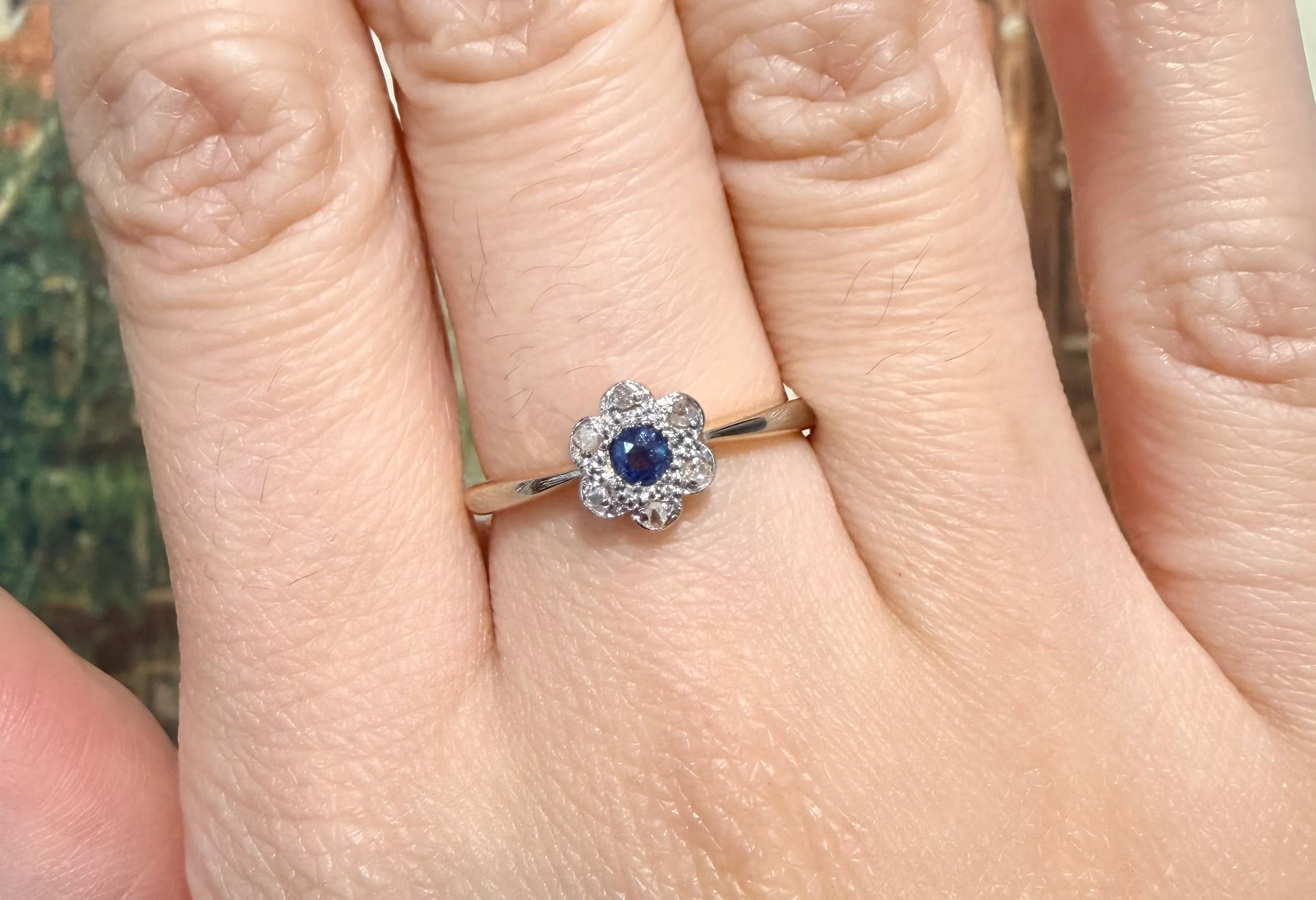Edwardian rose diamond and sapphire cluster ring - Image 7