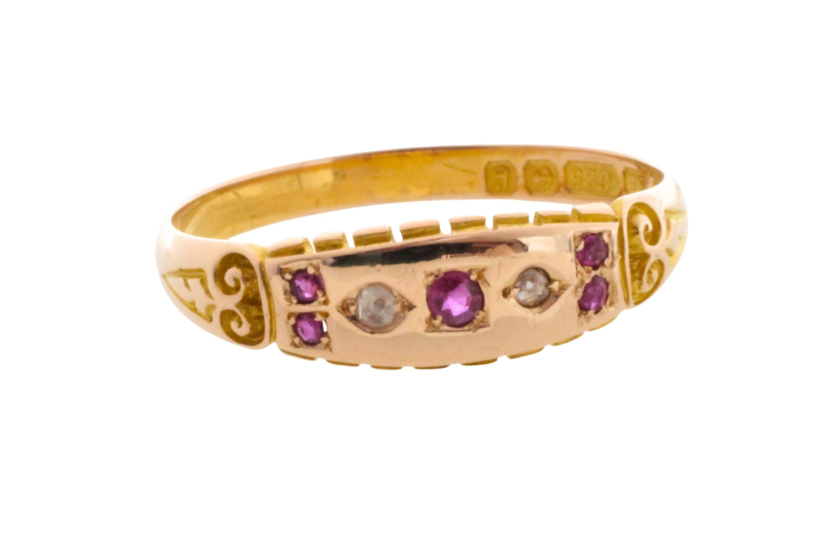 Edwardian ruby and rose diamond ring from 1906 - Image 3