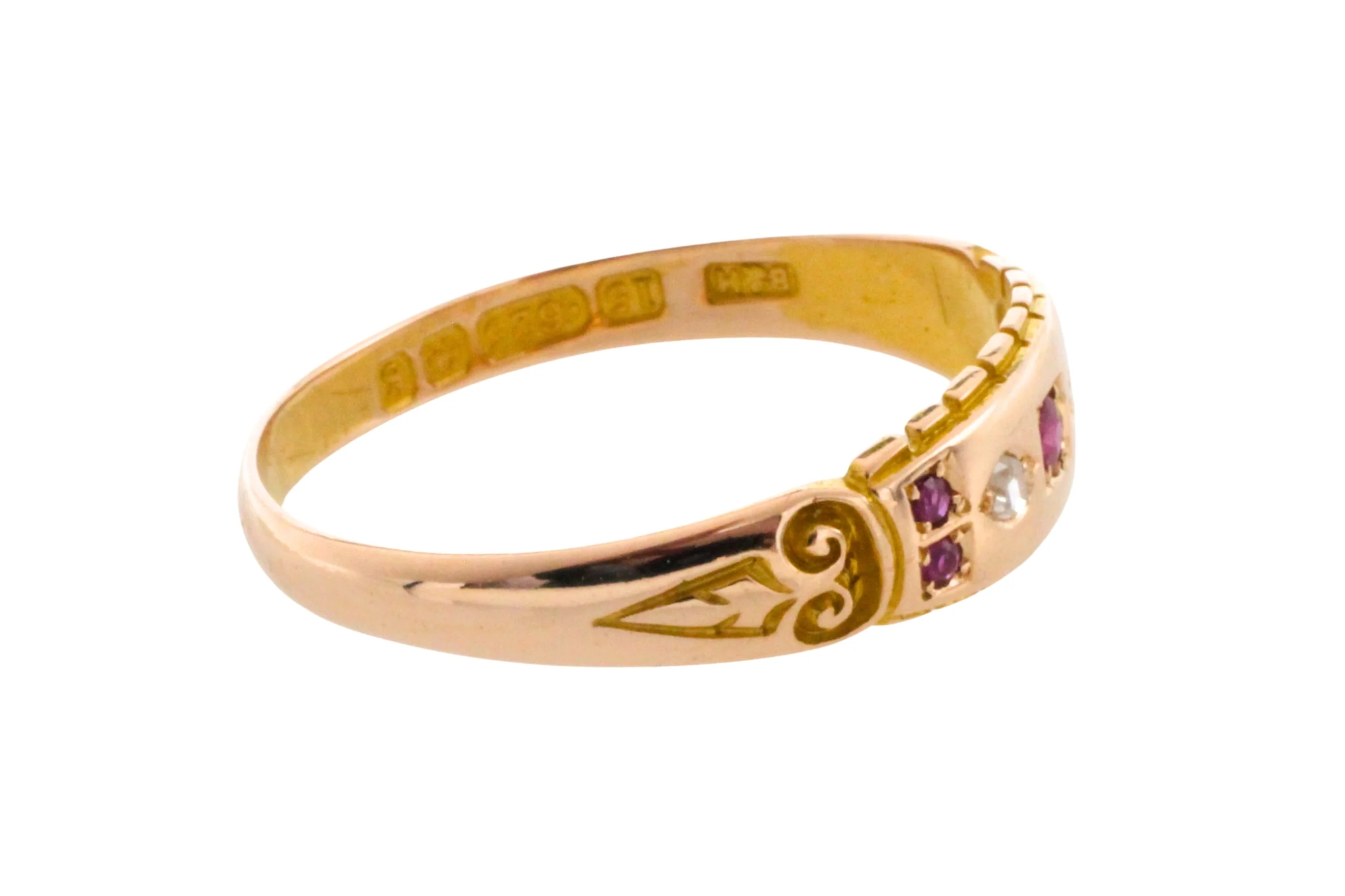 Edwardian ruby and rose diamond ring from 1906 - Image 4