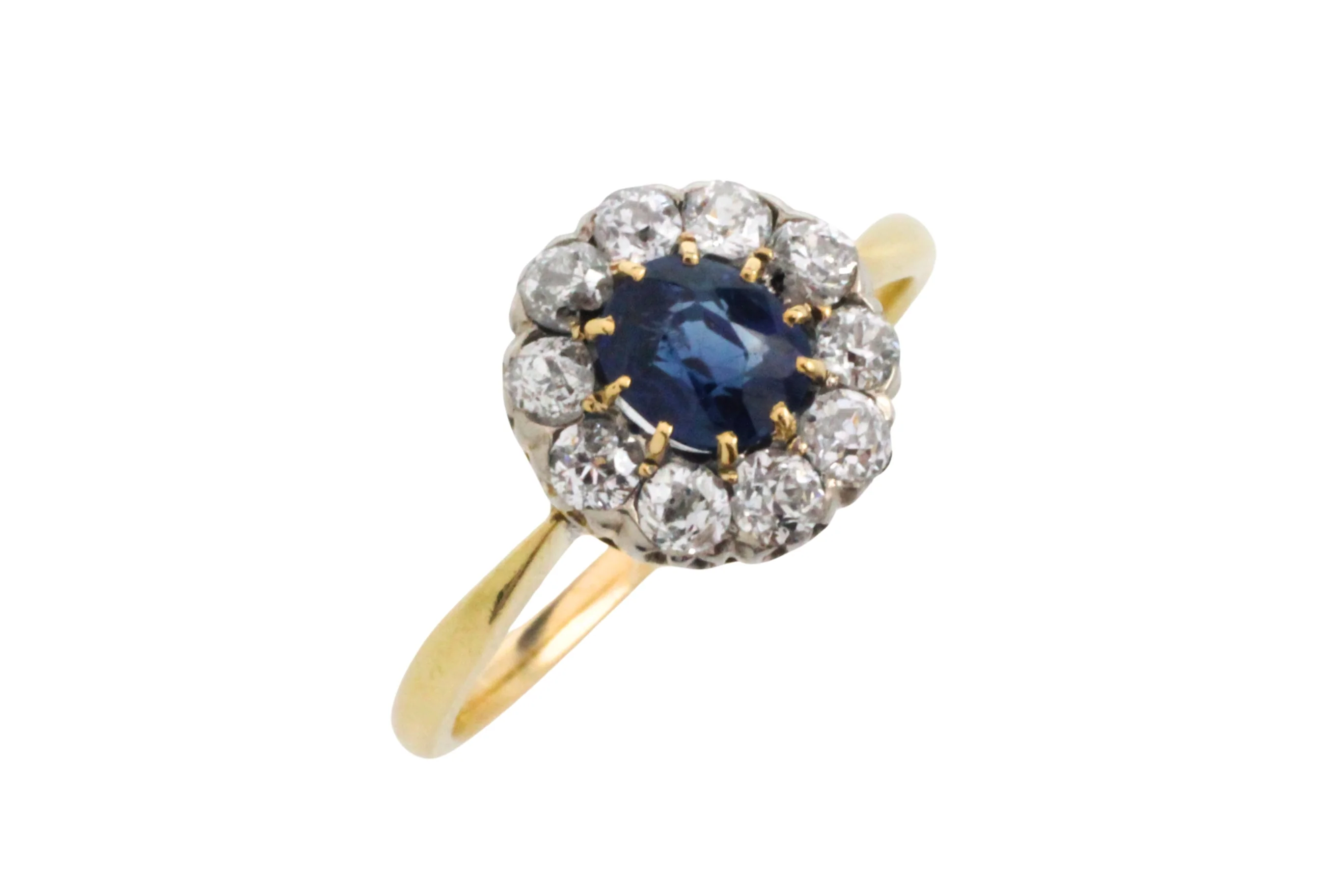 Edwardian sapphire an old cut diamond cluster ring - Image 3