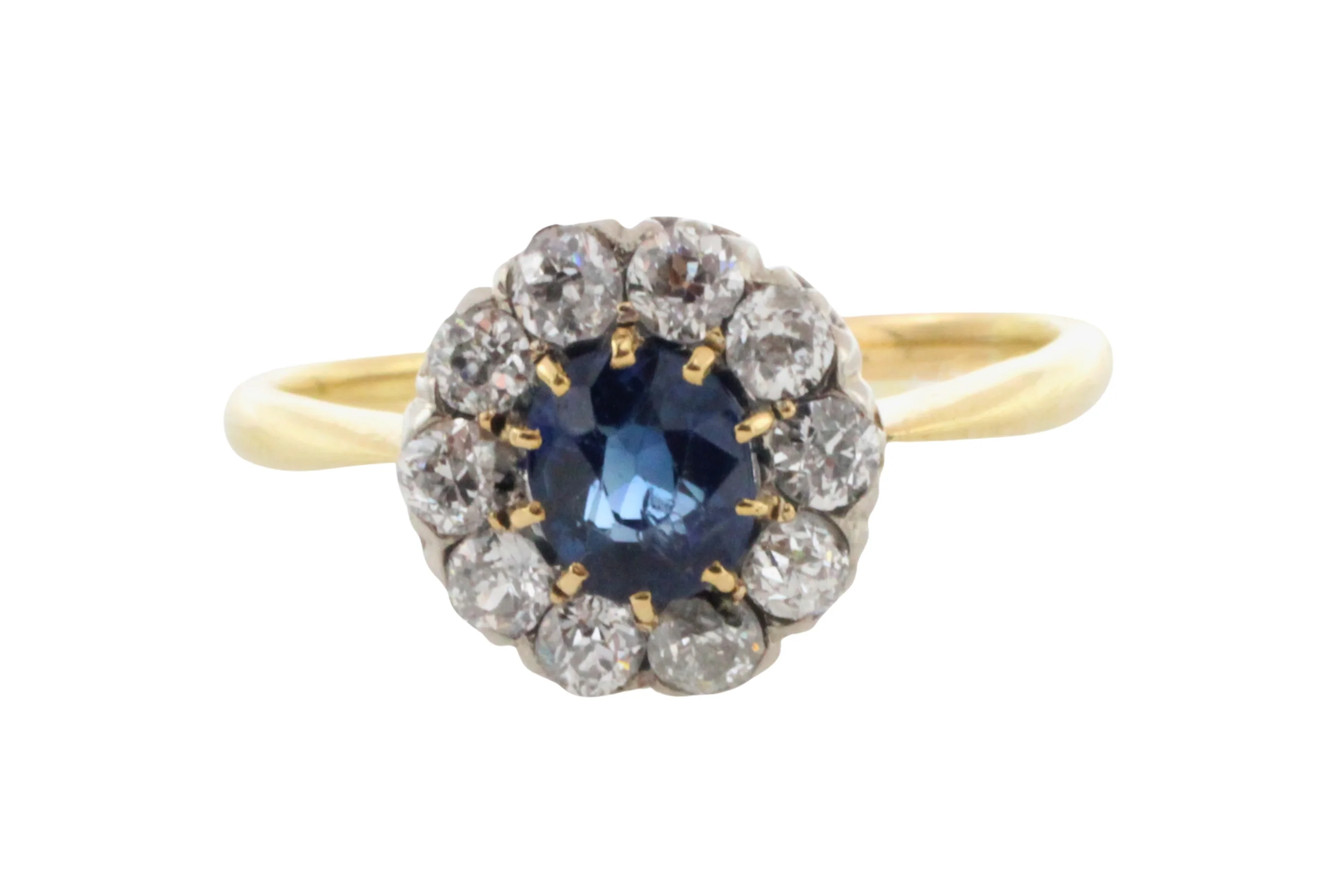 Edwardian sapphire an old cut diamond cluster ring - Image 4