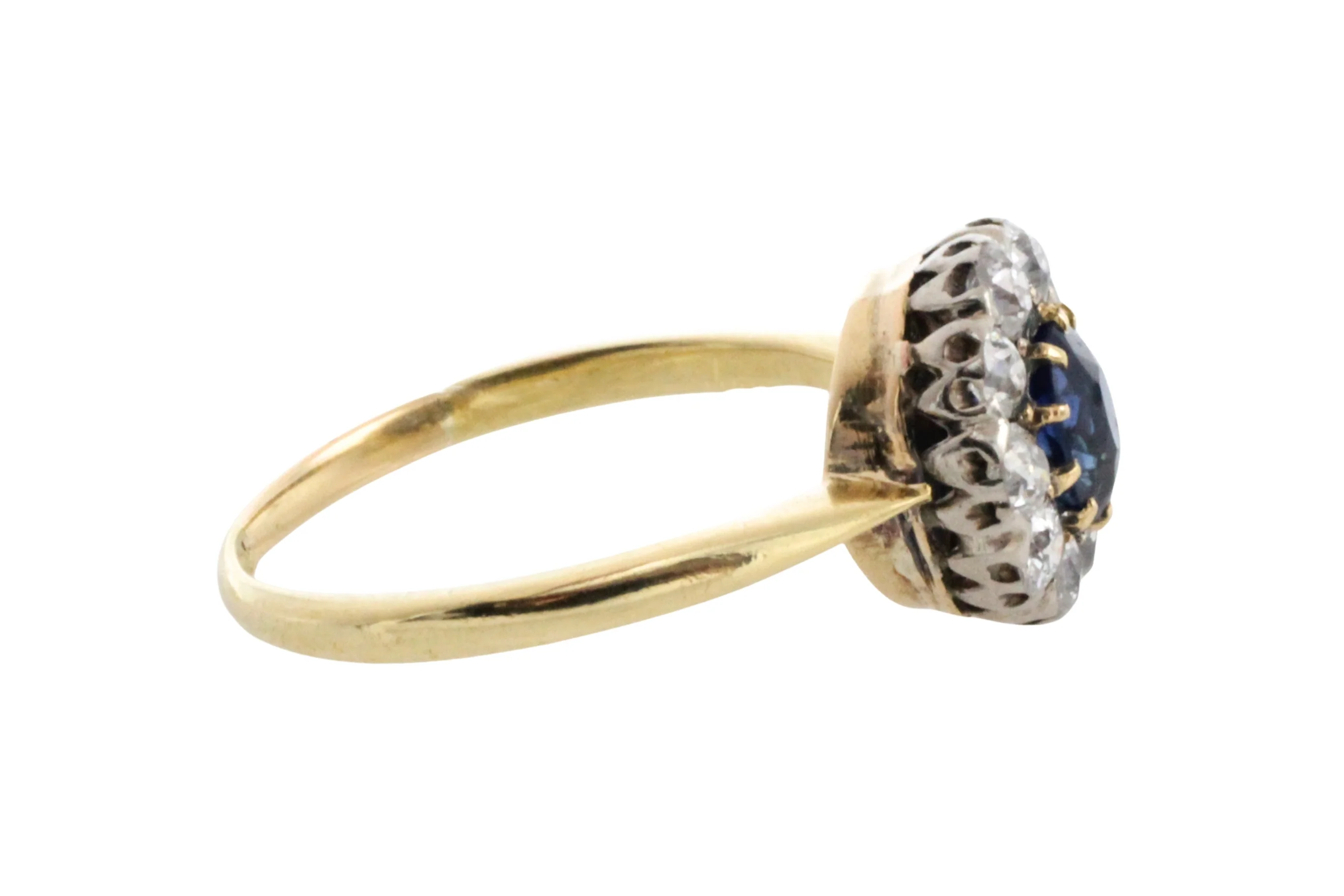 Edwardian sapphire an old cut diamond cluster ring - Image 5