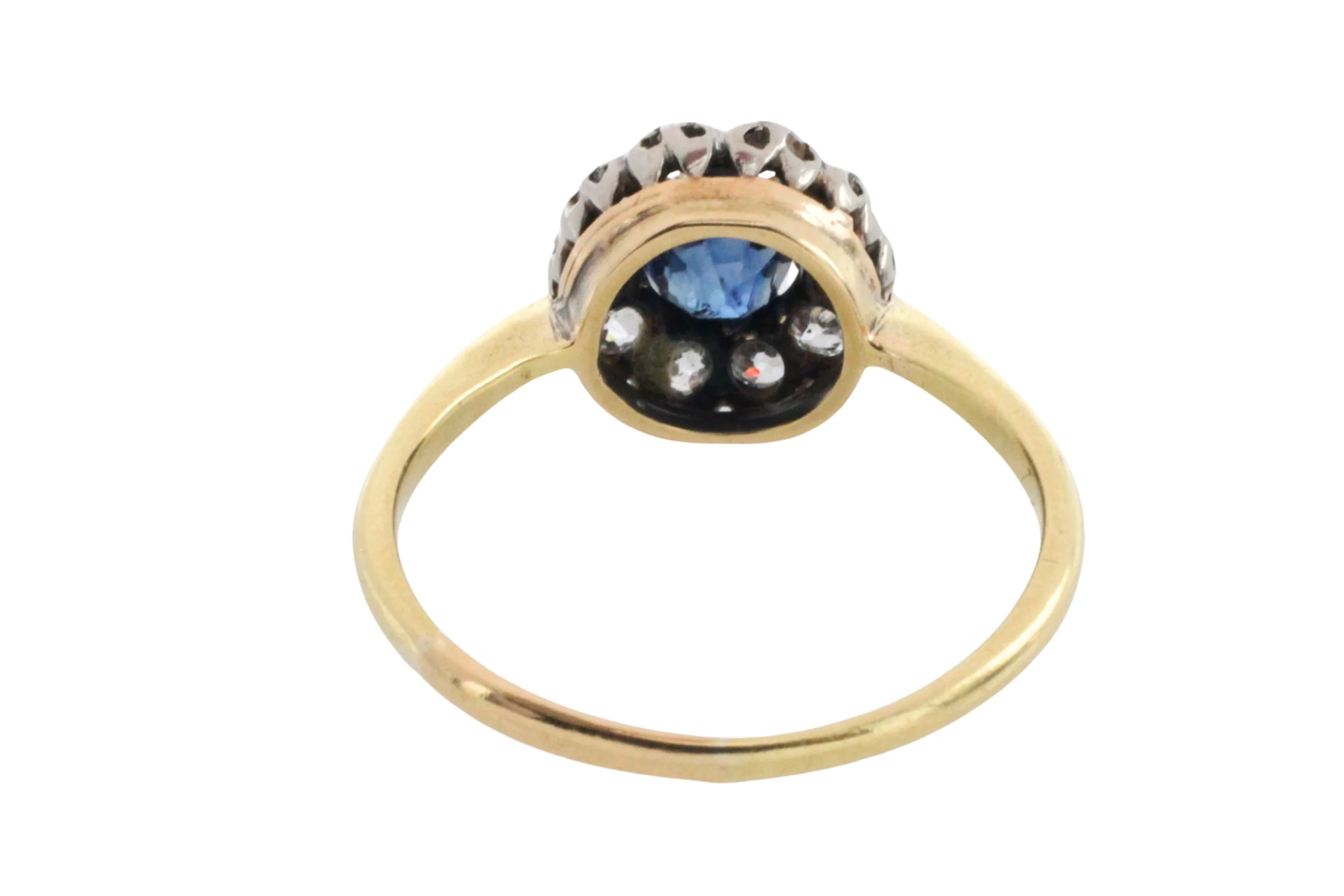Edwardian sapphire an old cut diamond cluster ring - Image 6