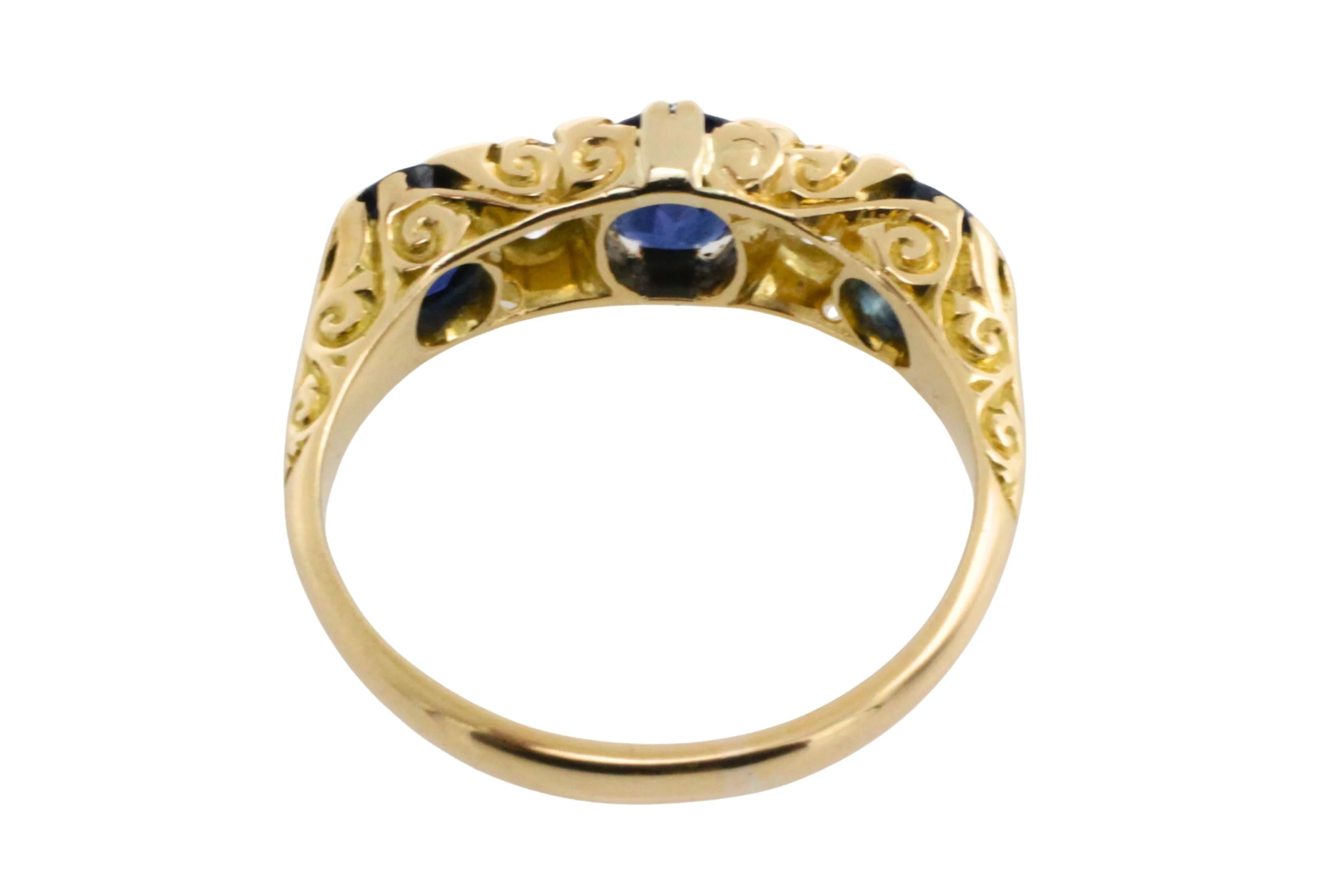 Edwardian sapphire and old mine cut diamond ring from 1906 - Image 6