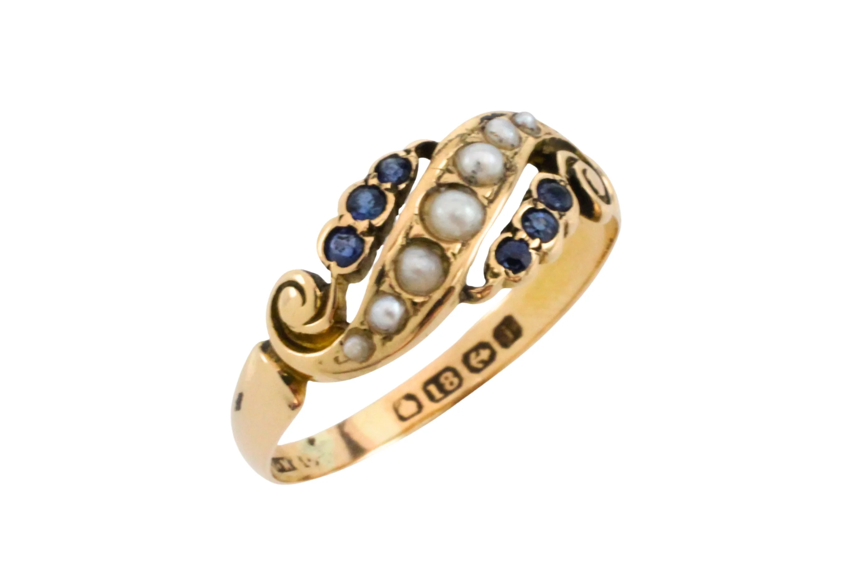 Edwardian sapphire and pearl ring from 1908 - Image 3