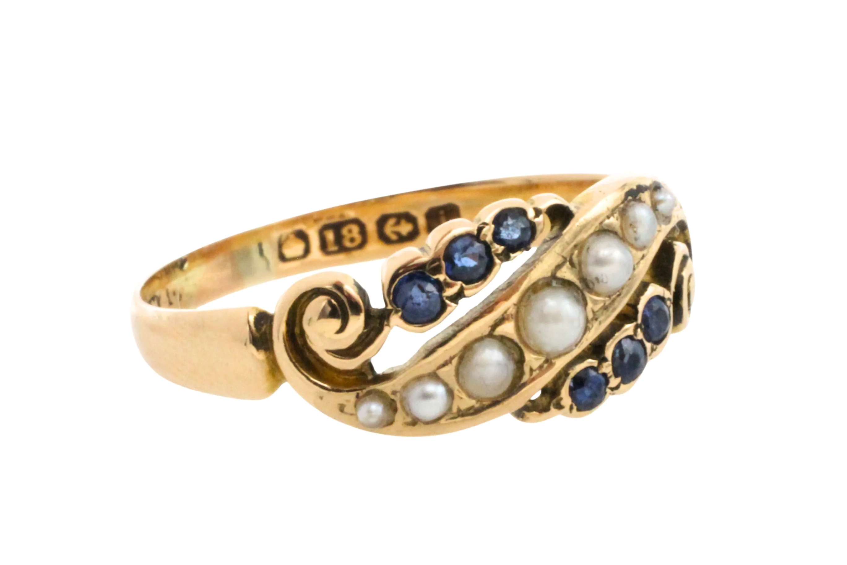 Edwardian sapphire and pearl ring from 1908 - Image 4