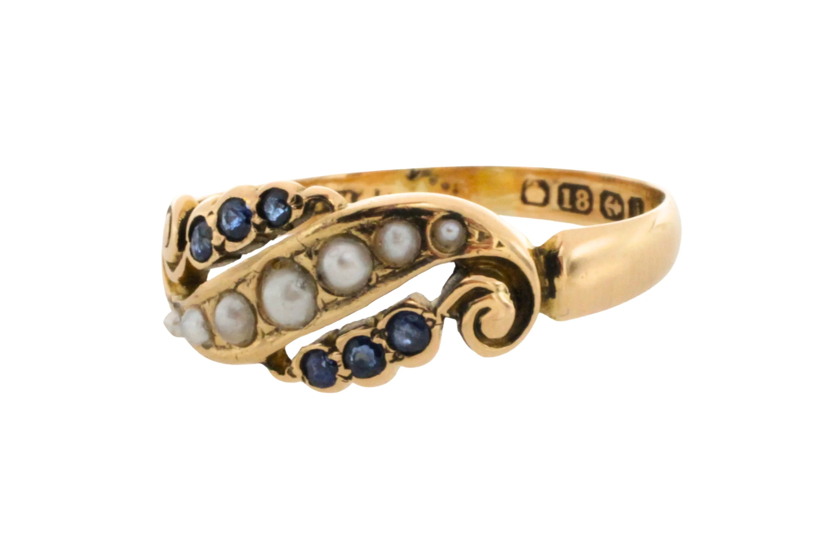Edwardian sapphire and pearl ring from 1908 - Image 5