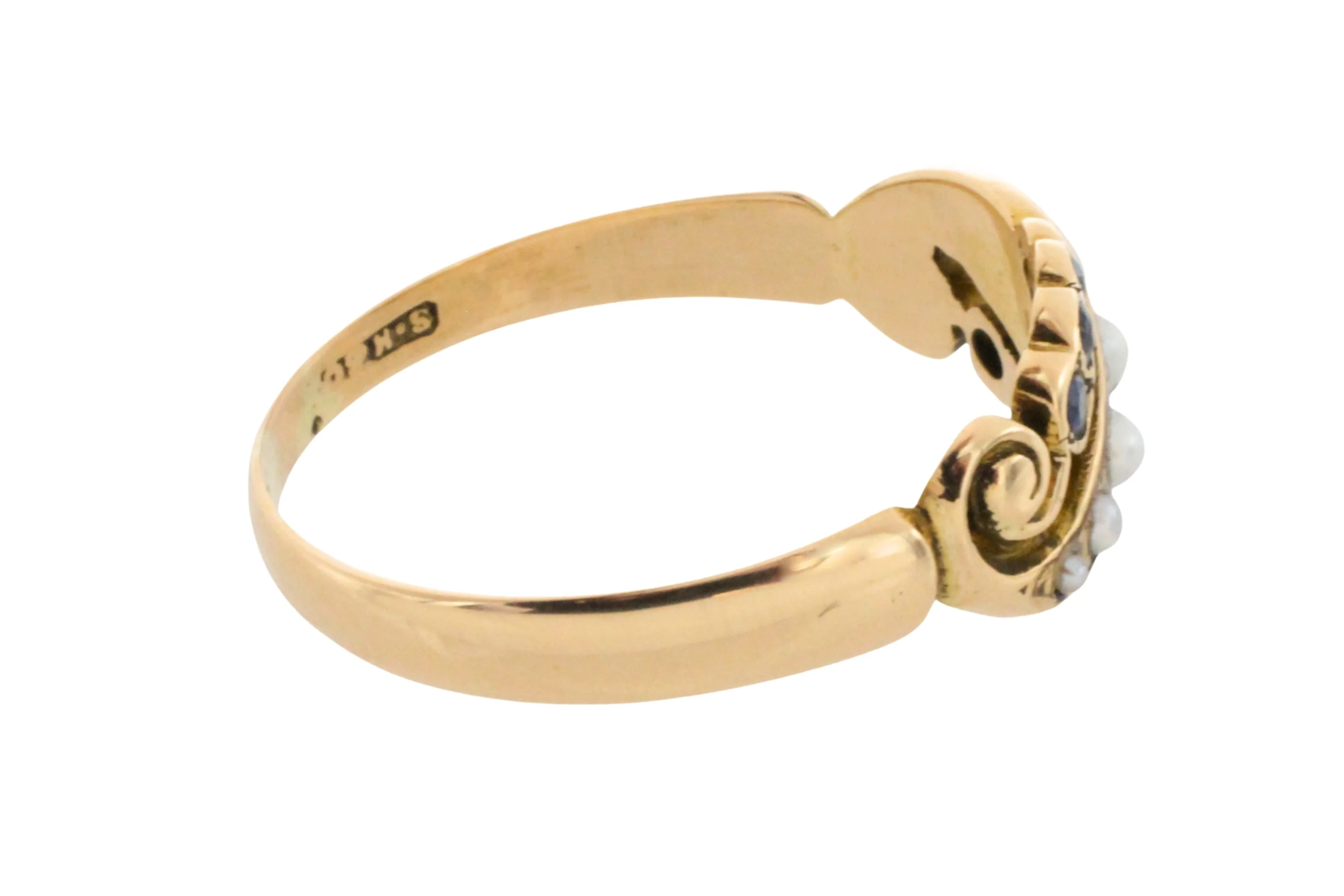Edwardian sapphire and pearl ring from 1908 - Image 6