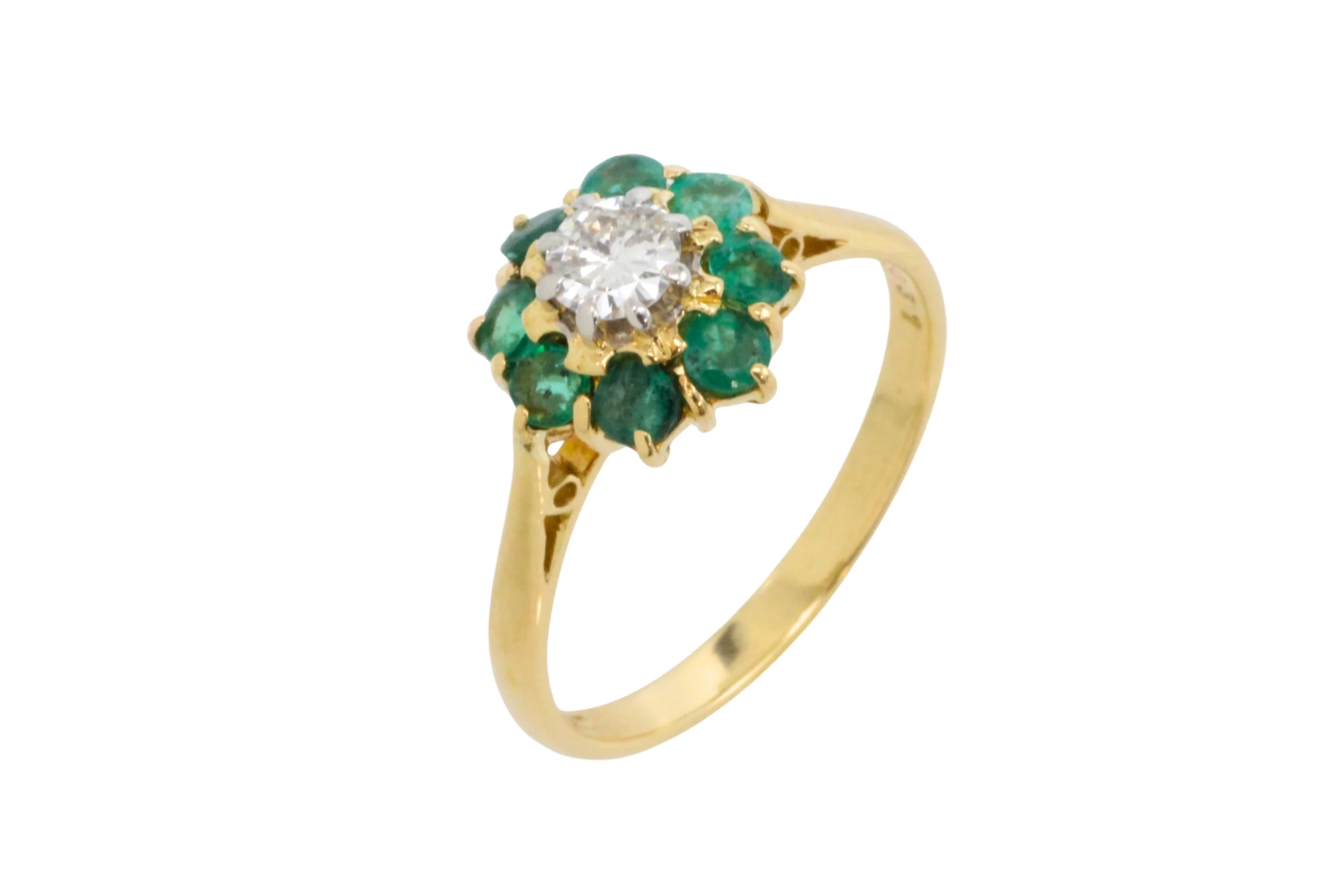 Emerald and diamond ring in platinum and gold - Image 6