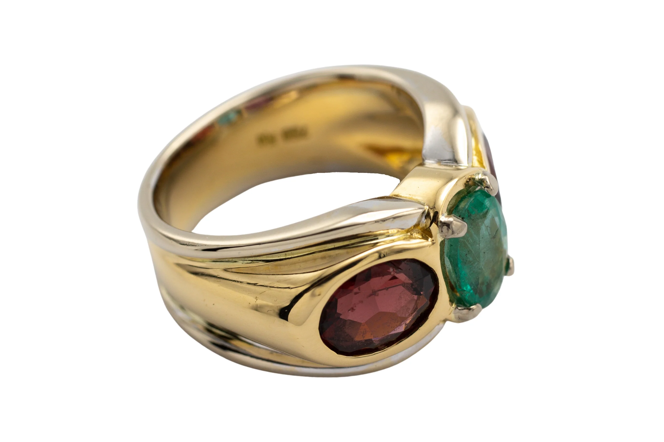 Emerald and garnet ring in 18 carat gold - Image 3