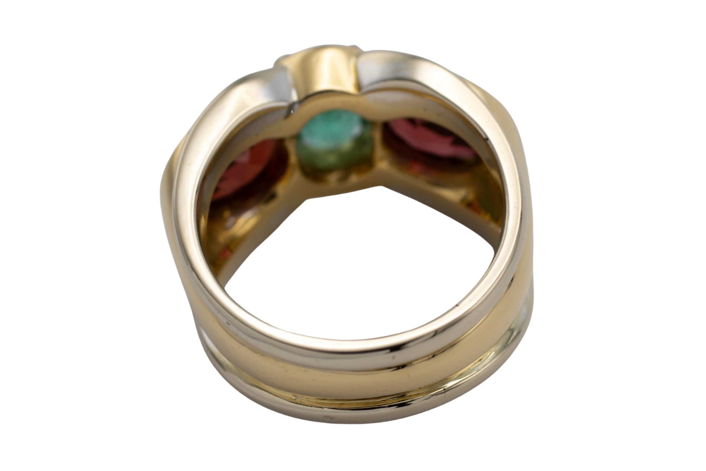 Emerald and garnet ring in 18 carat gold - Image 4