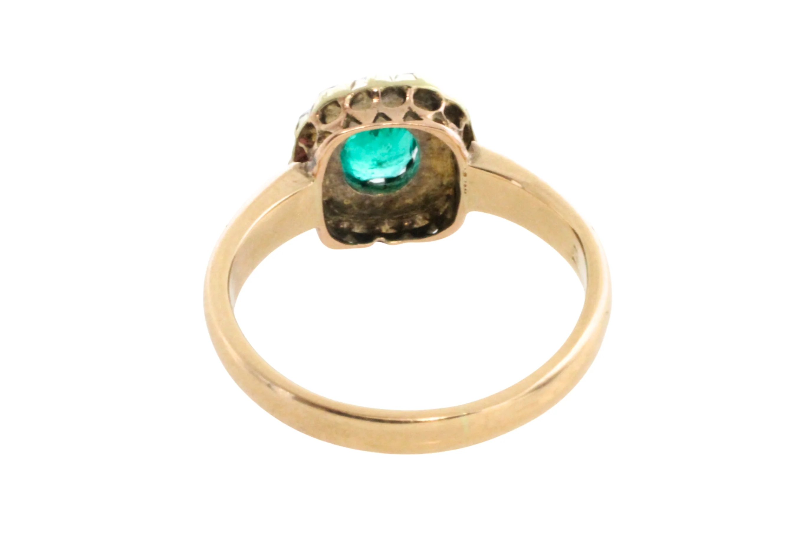 Emerald and rose diamond ring in 14 carat gold - Image 6