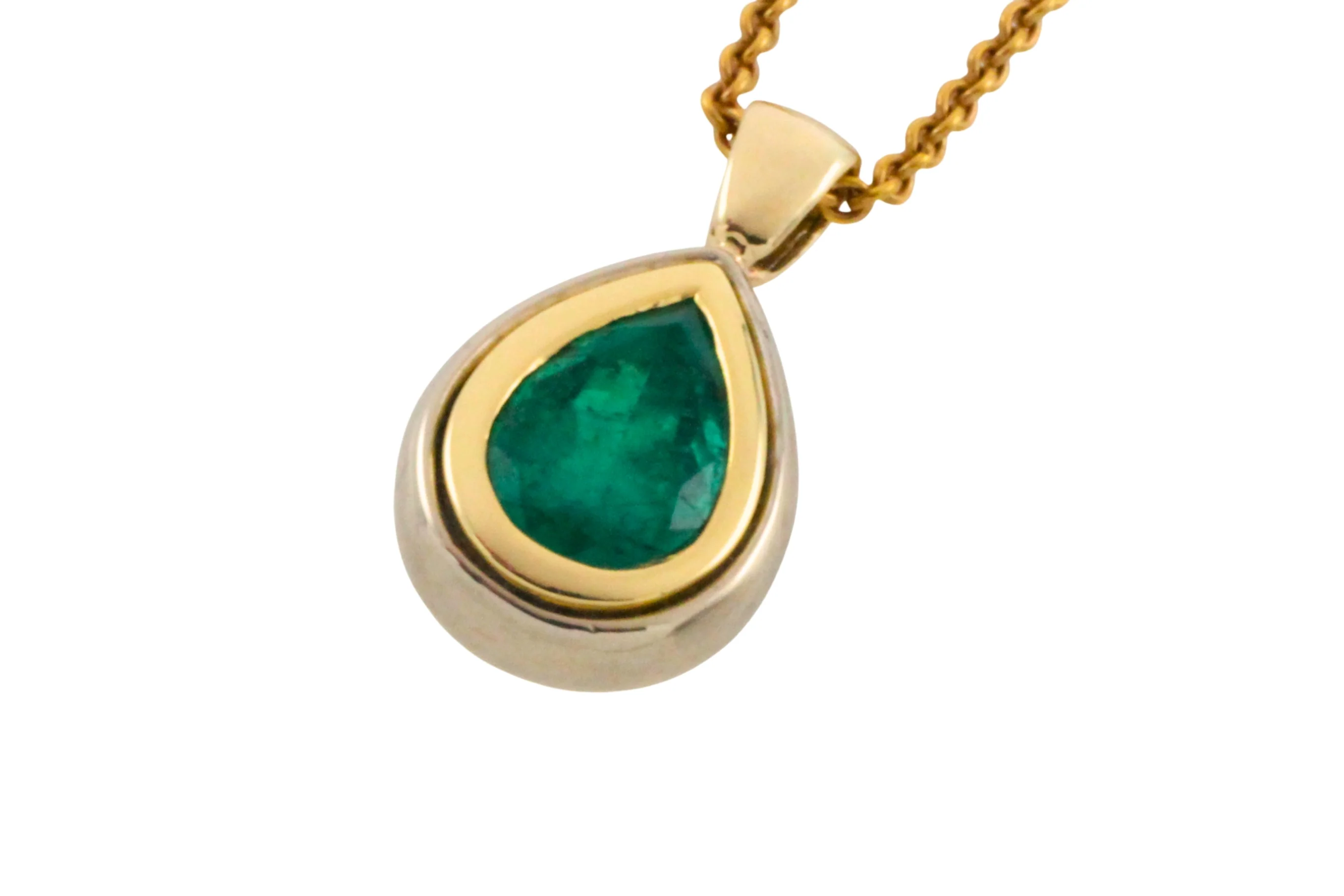 Emerald pendant in yellow and white gold - Image 3