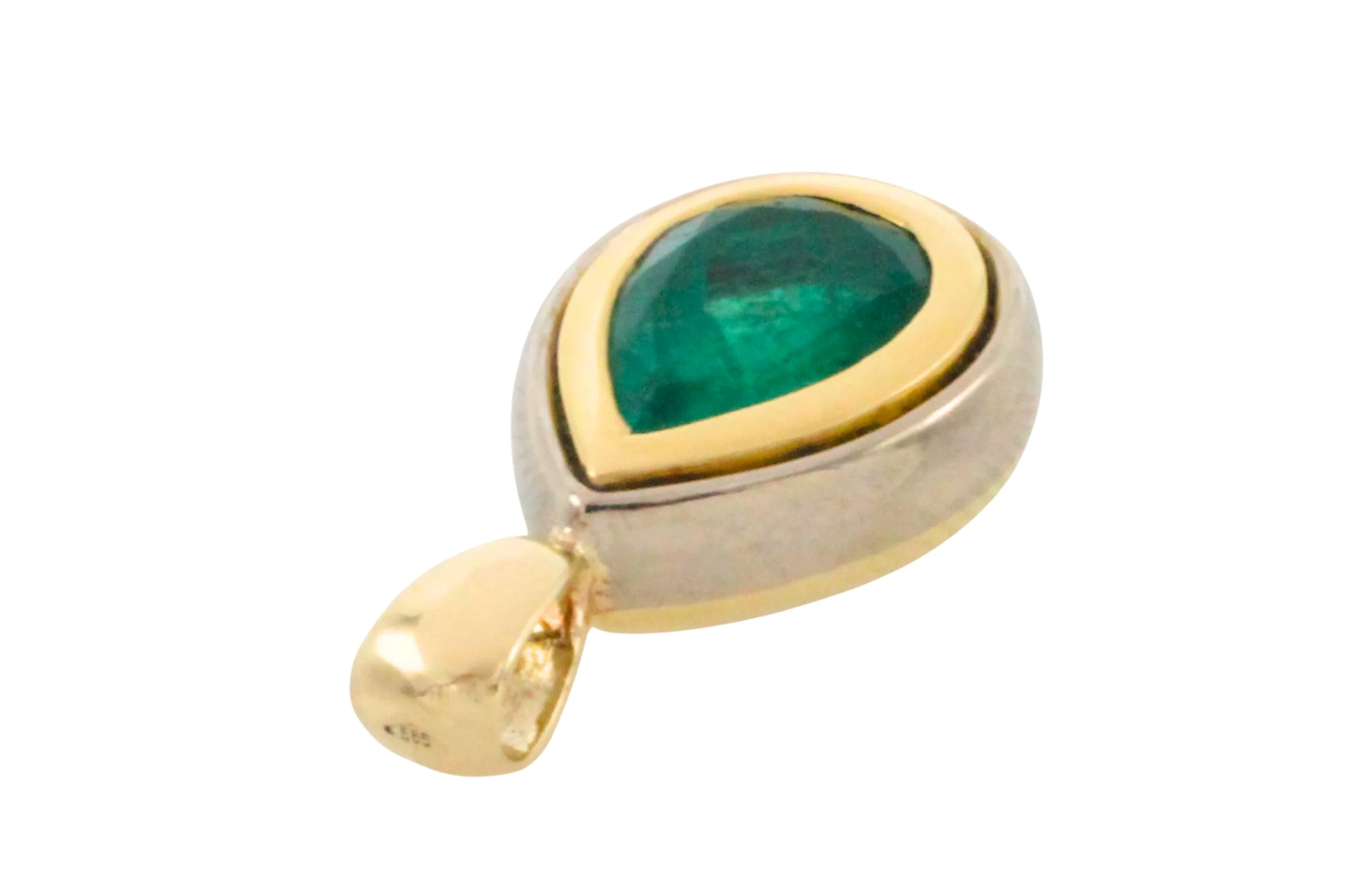 Emerald pendant in yellow and white gold - Image 5