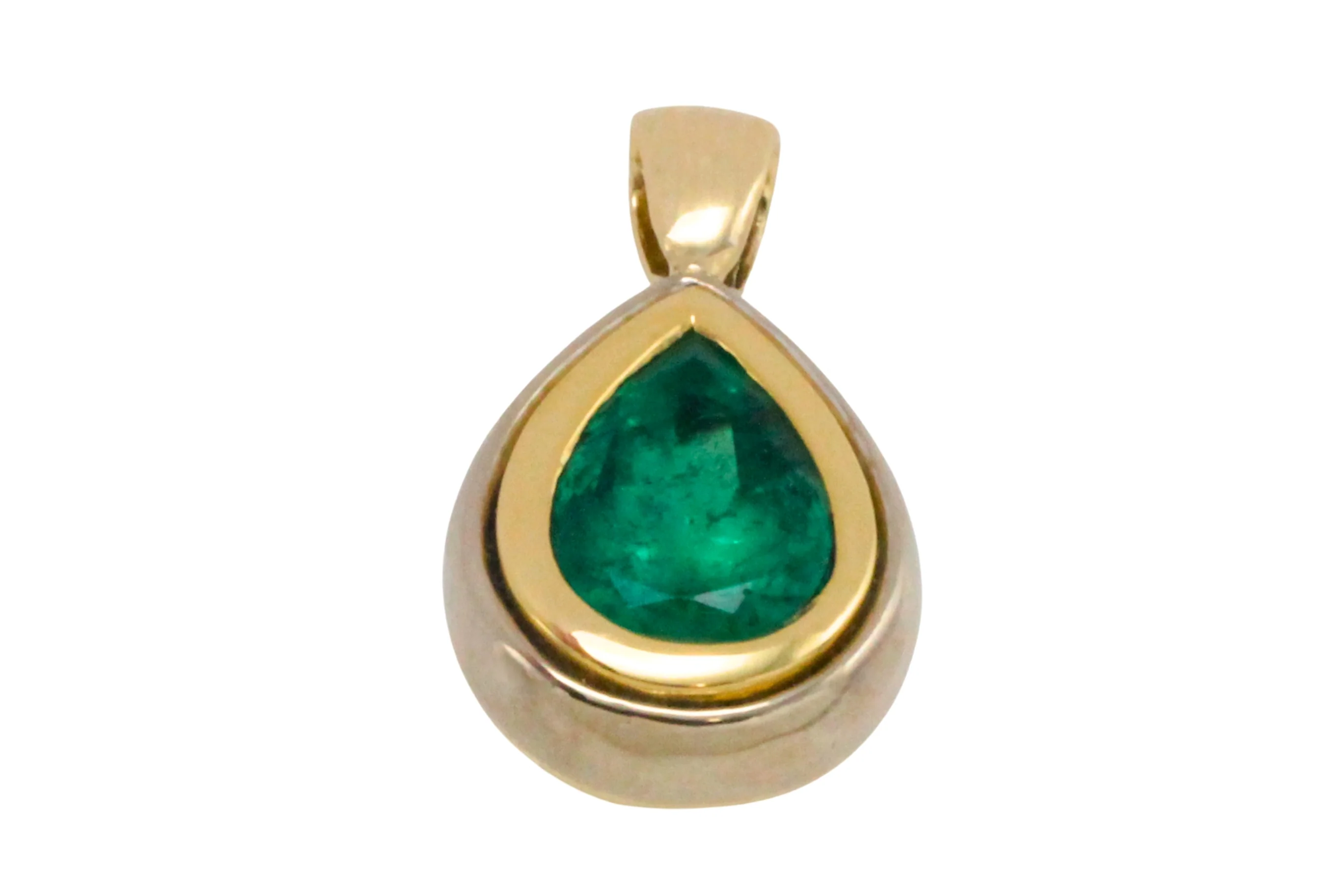 Emerald pendant in yellow and white gold - Image 6