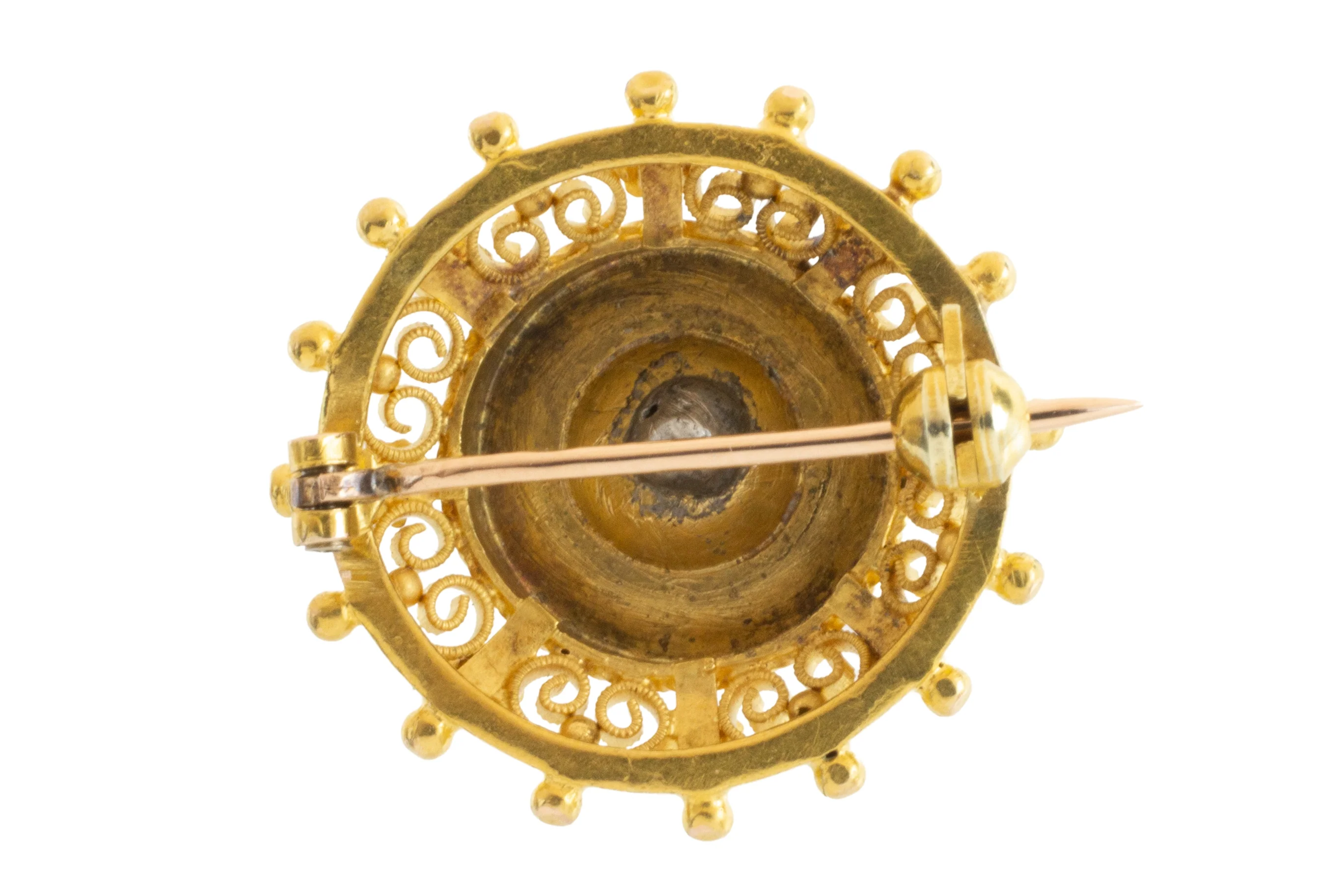 Filigree brooch with rose diamond in 14 carat gold - Image 3