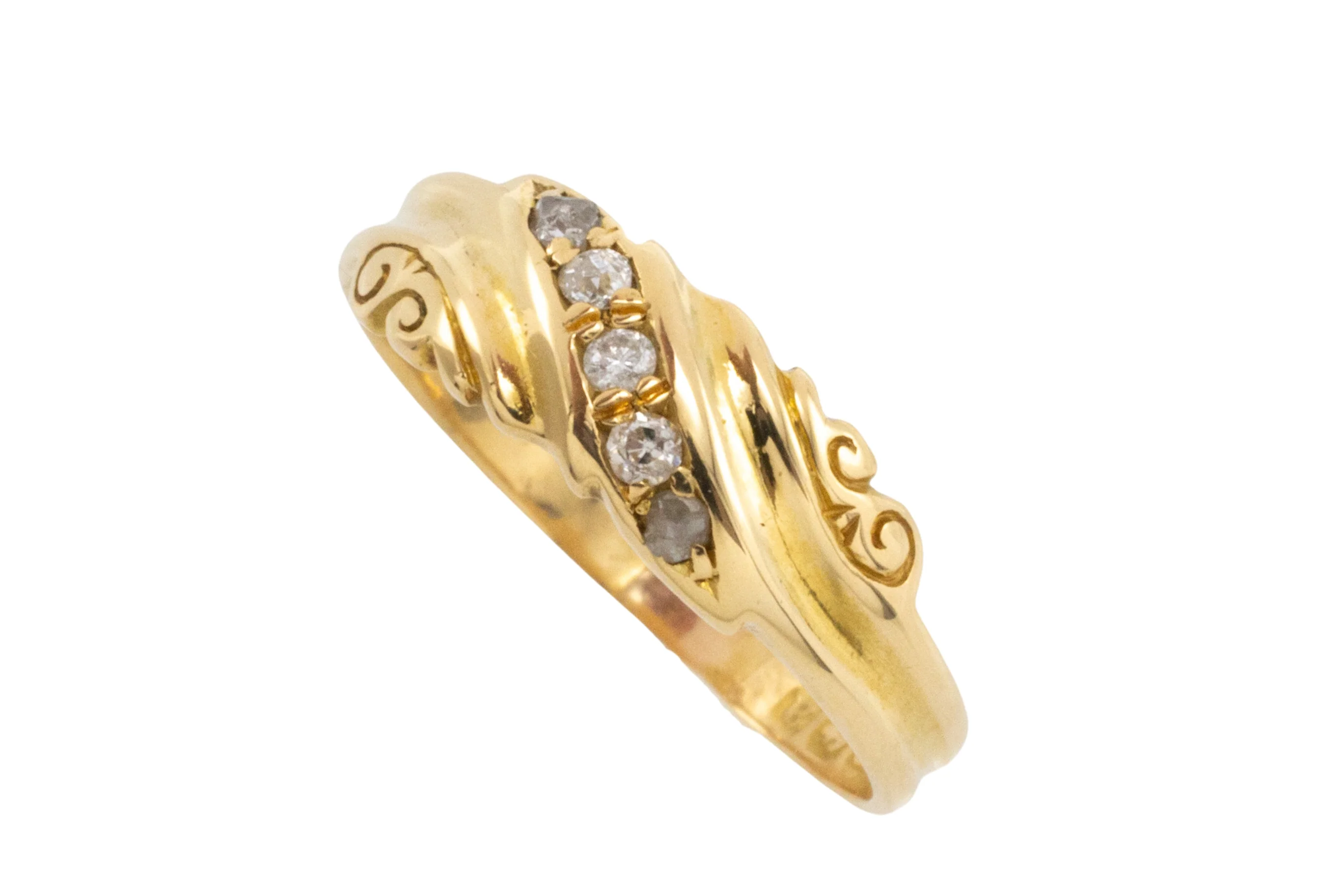 Five stone old cut diamond ring from 1900 - Image 3