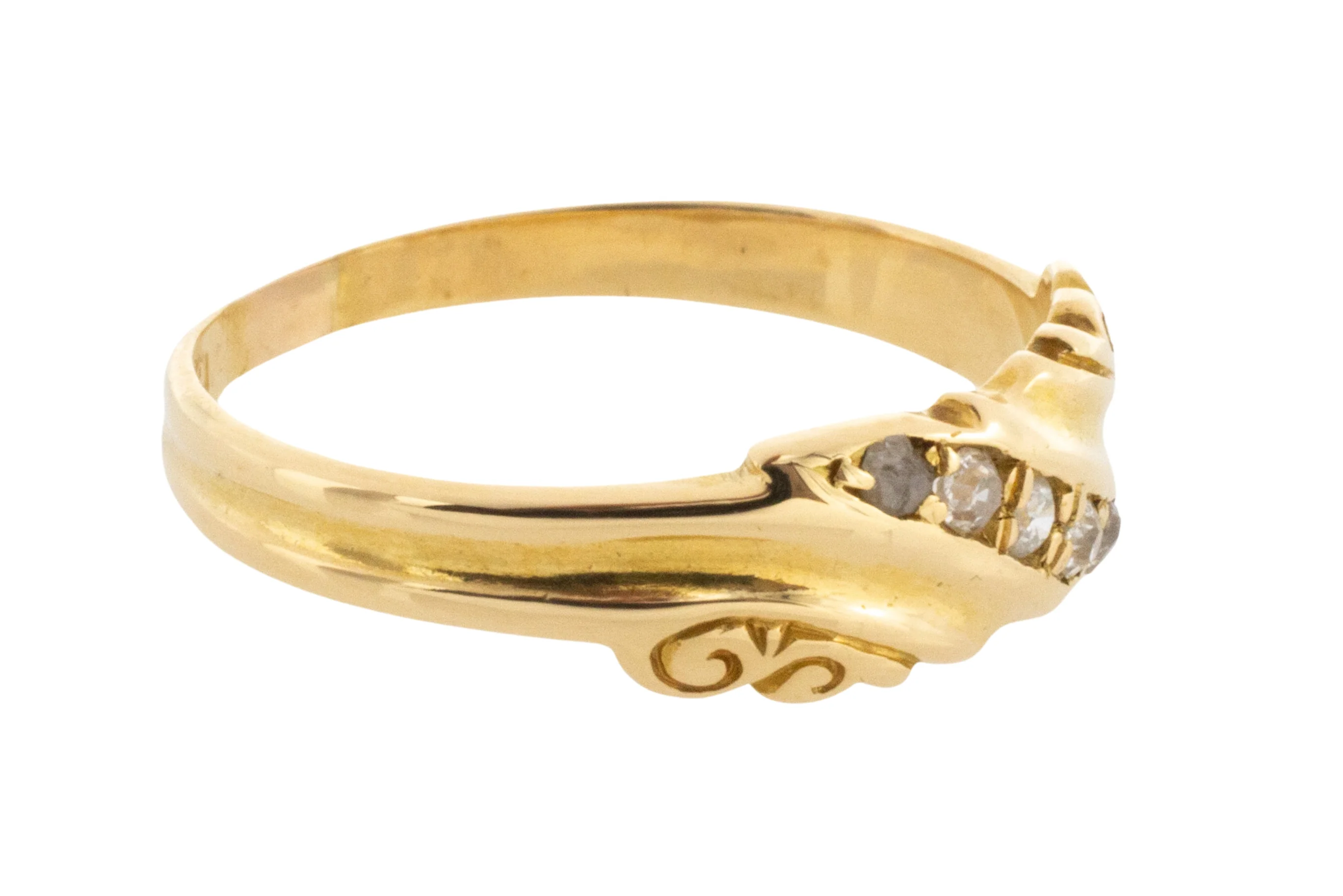 Five stone old cut diamond ring from 1900 - Image 4