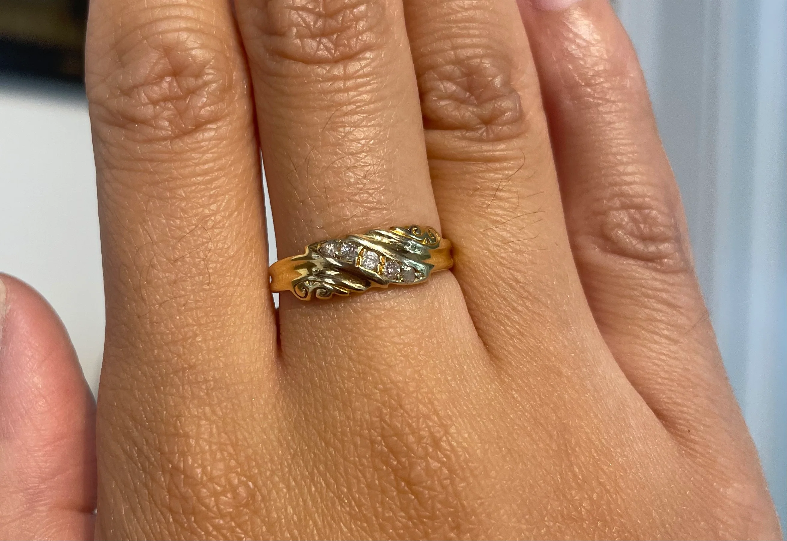Five stone old cut diamond ring from 1900 - Image 6