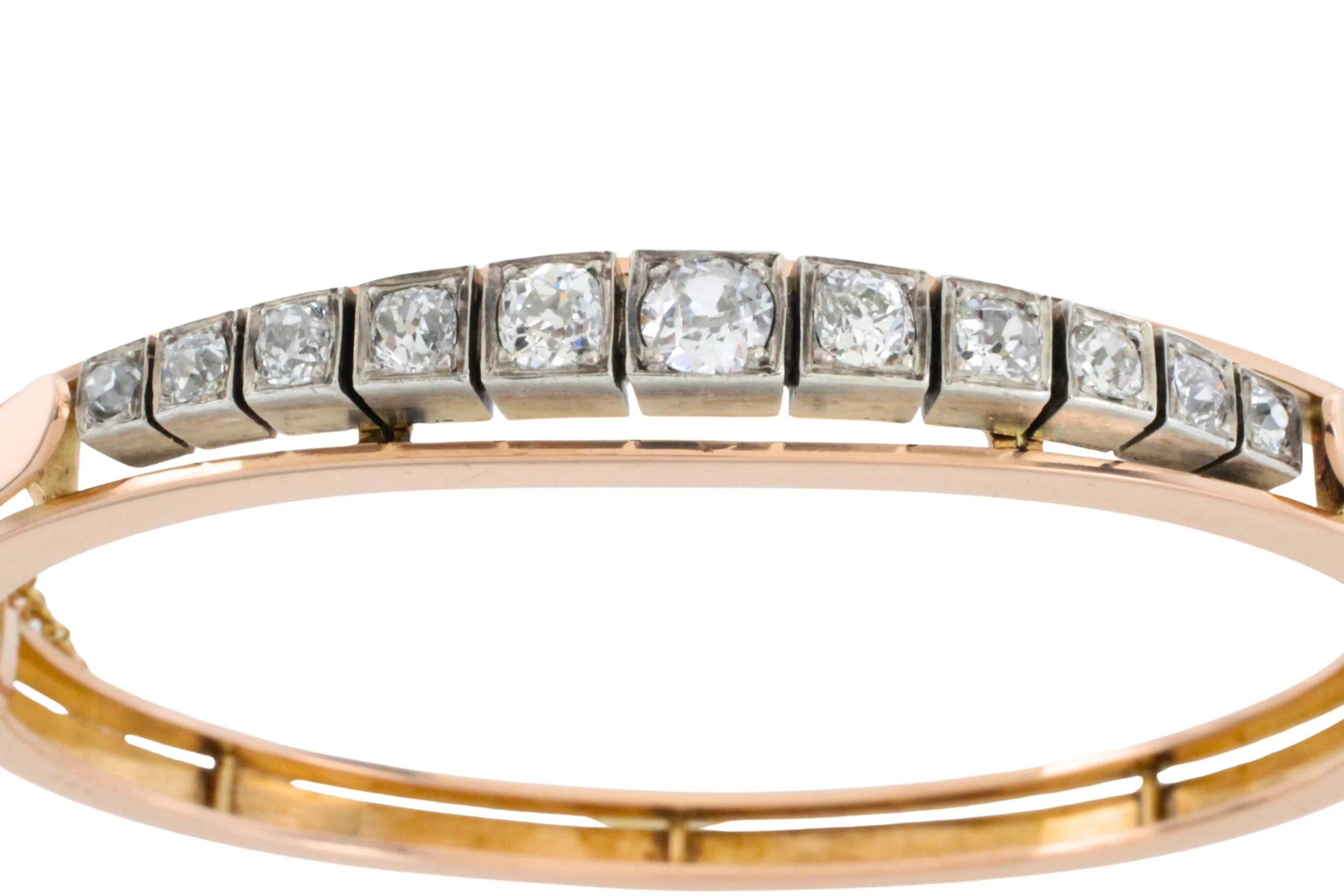 Gold and silver bracelet with Old European cut diamonds - Image 4