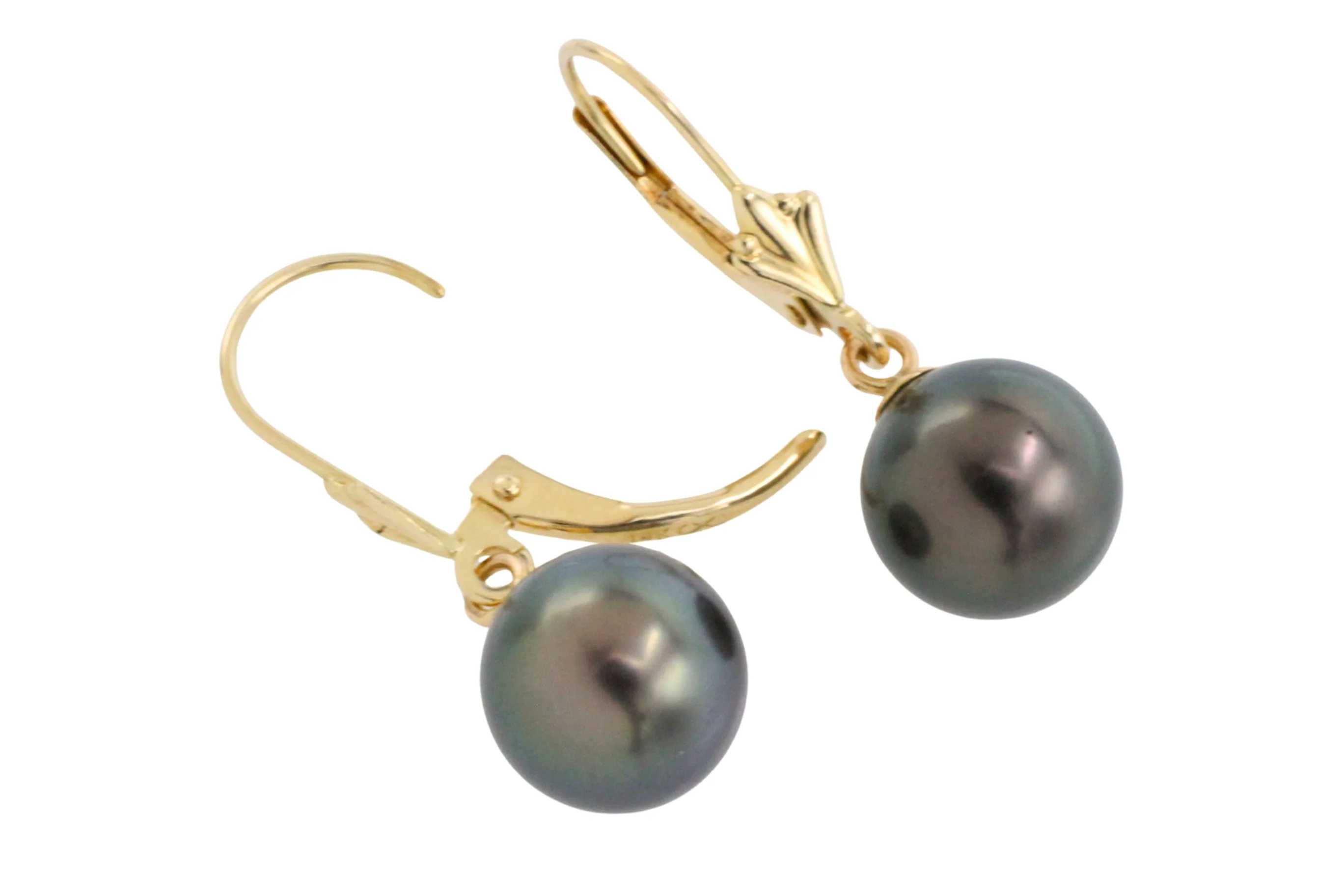 Grey pearl earrings in 14 carat gold - Image 3