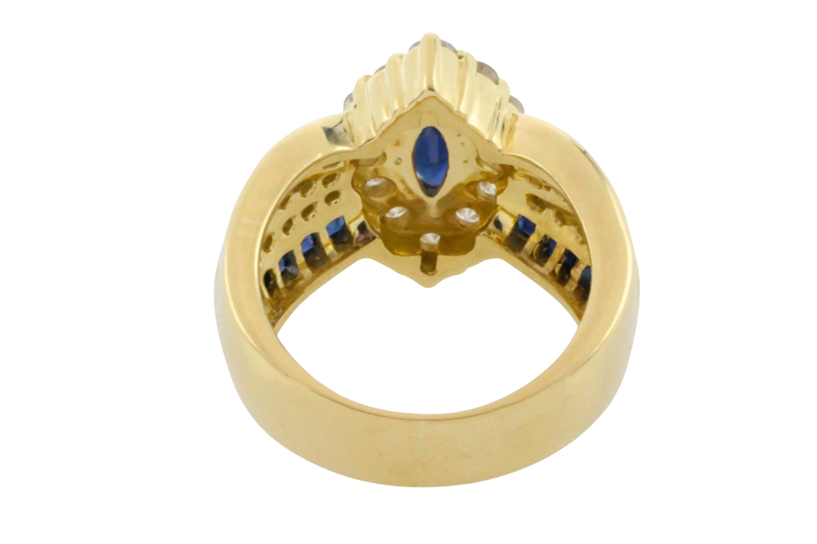 Marquise sapphire and diamond ring in 18 carat gold - Image 4