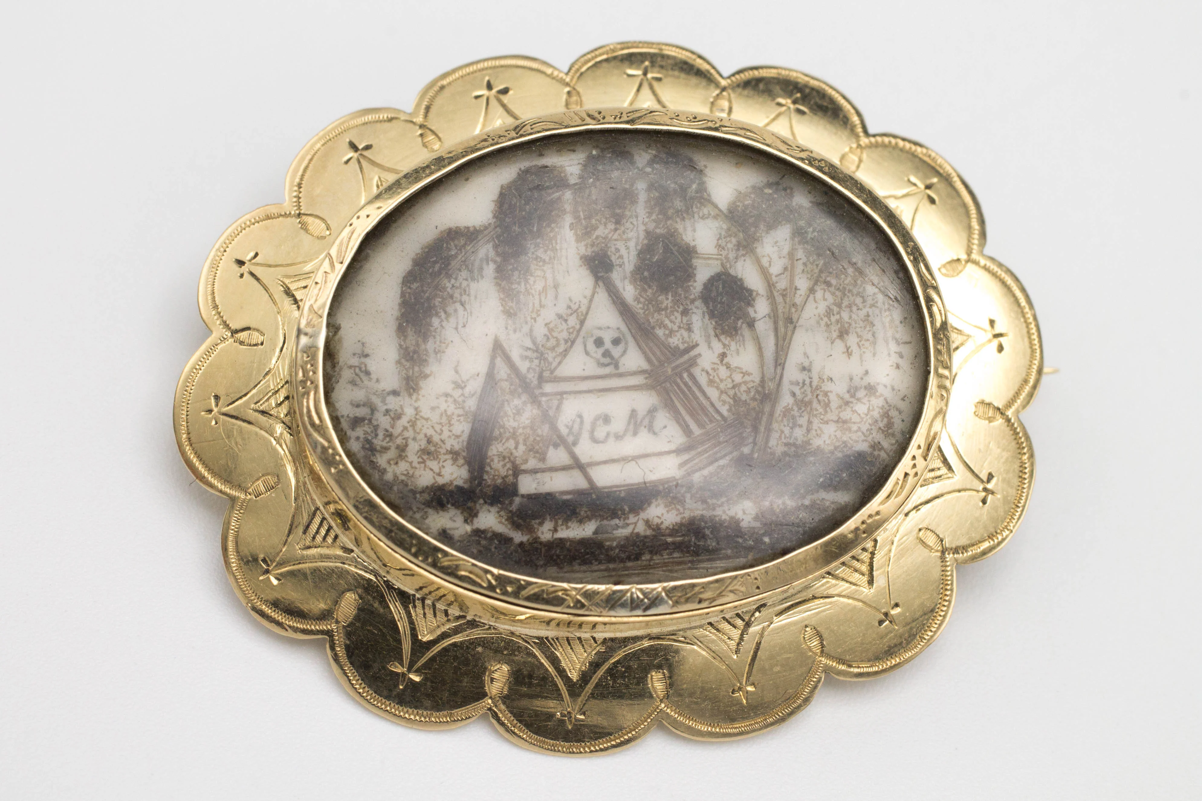 Memento mori brooch in 14 carat gold - Image 3