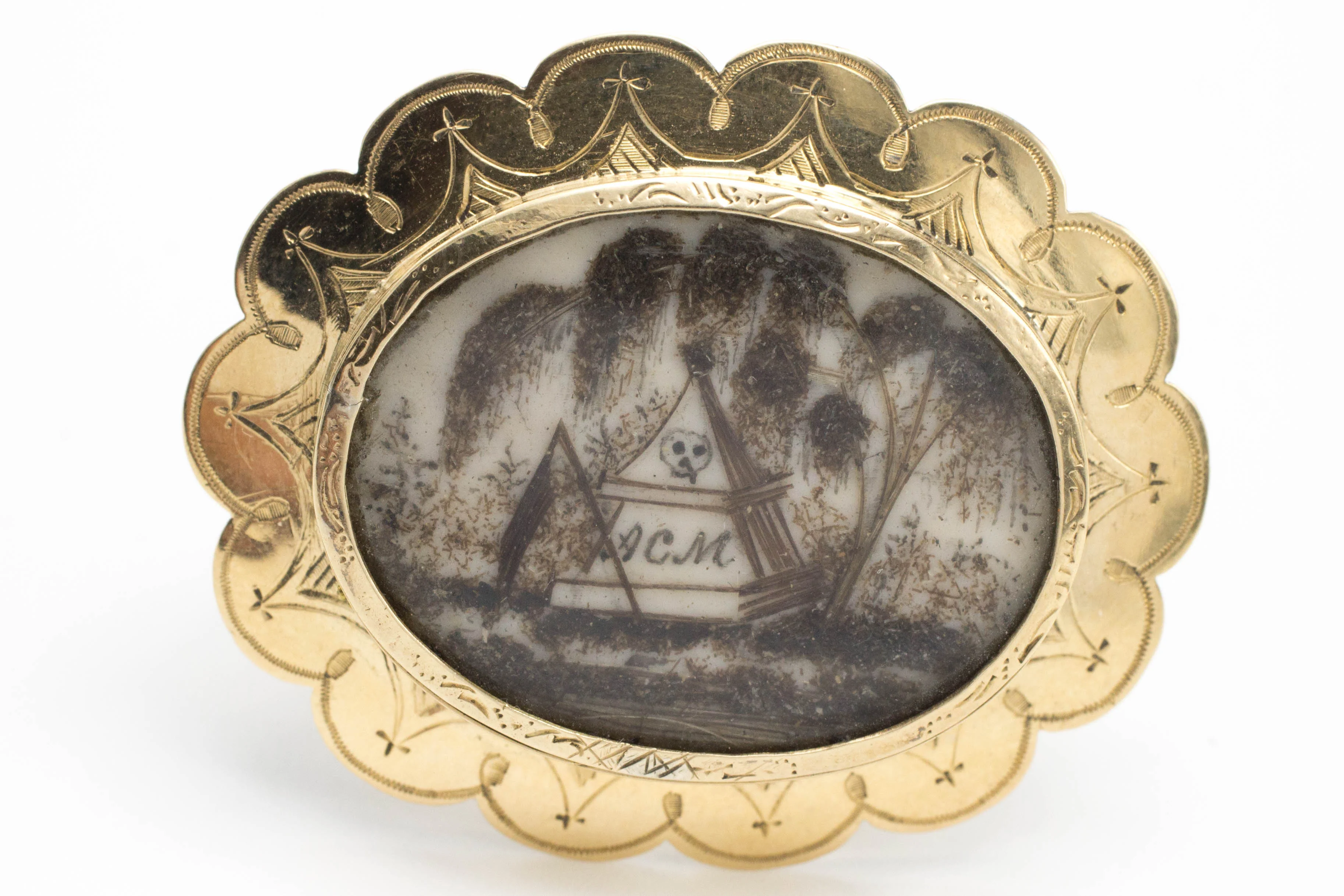 Memento mori brooch in 14 carat gold - Image 4