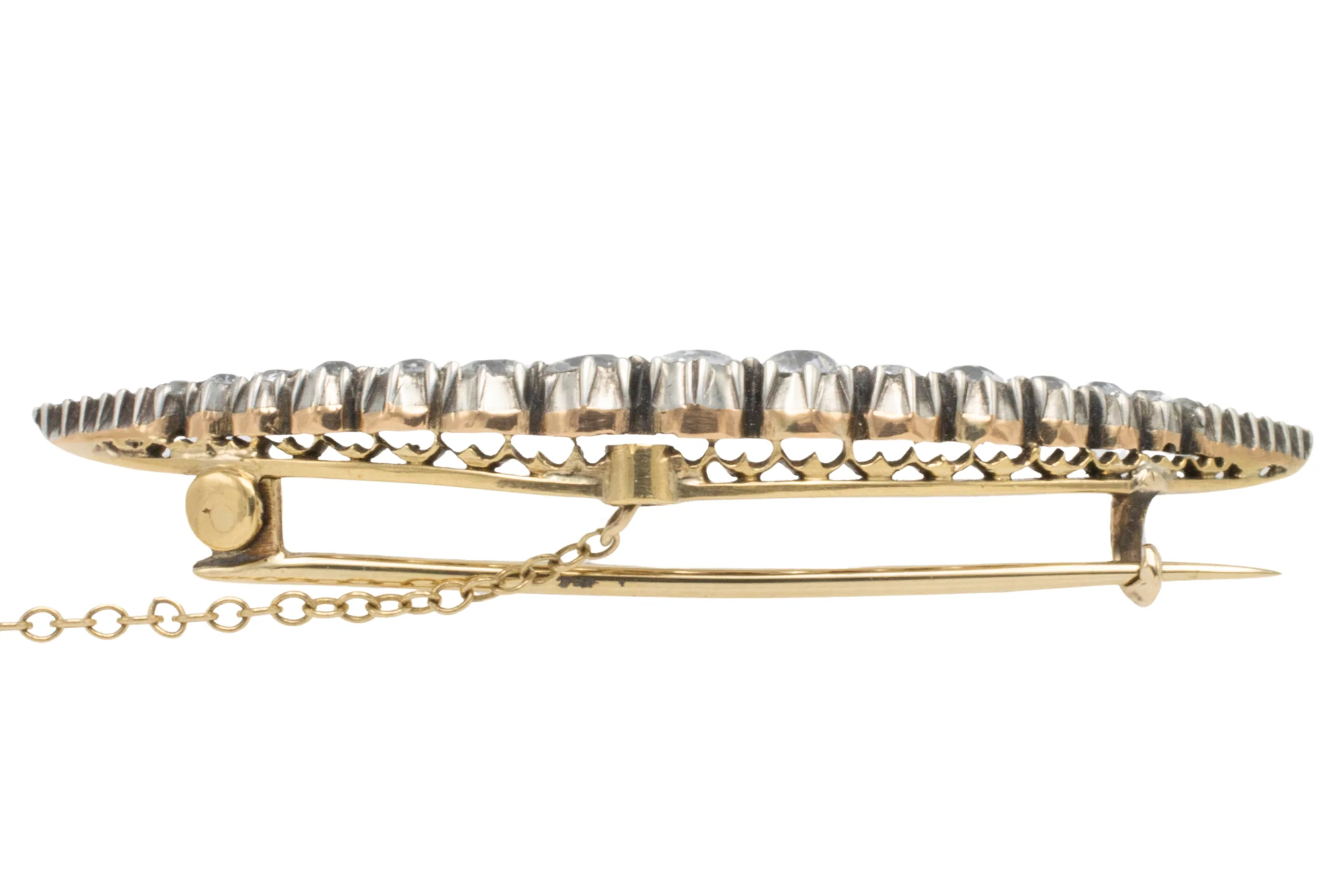 Old cut diamond crescent moon brooch - Image 5