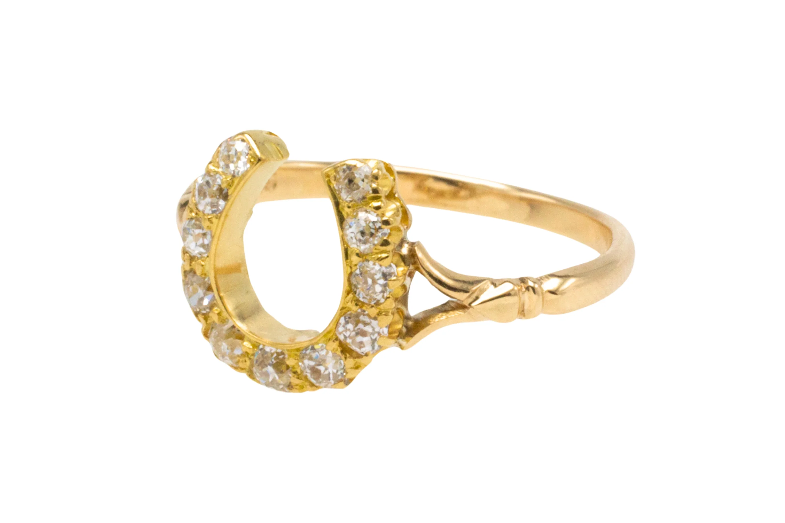 Old cut diamond horseshoe ring - Image 3
