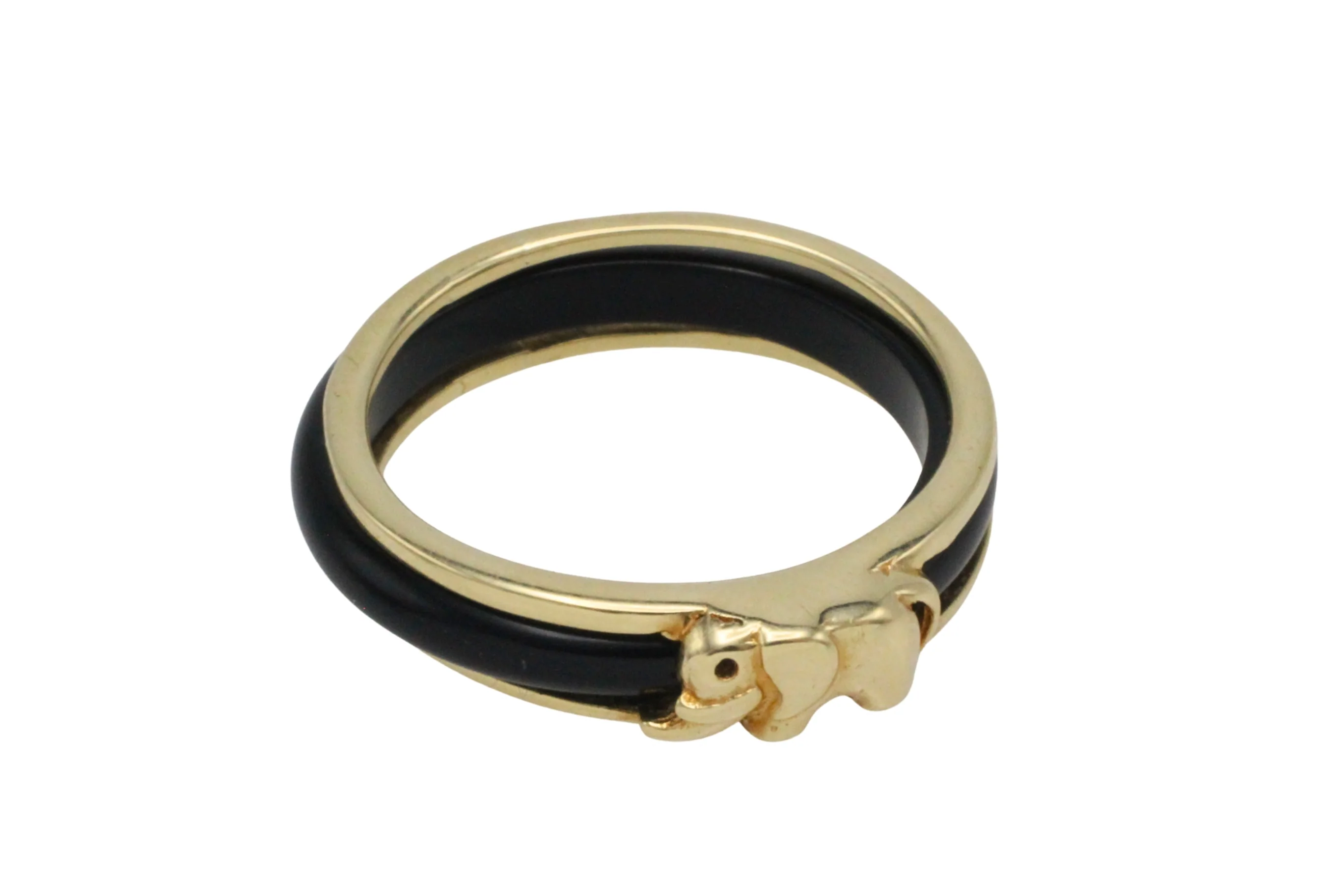 Onyx elephant ring in 14 carat gold - Image 2