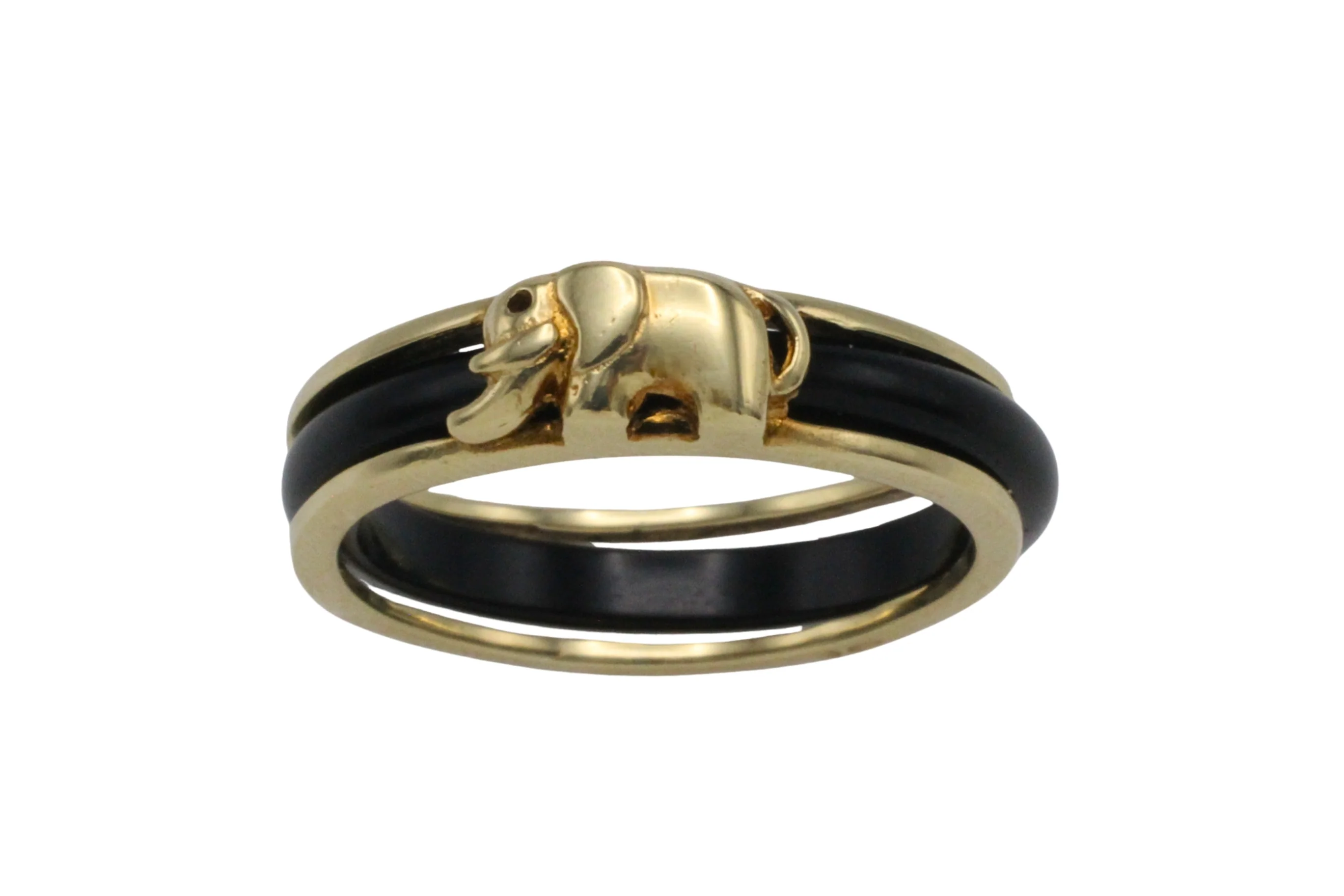 Onyx elephant ring in 14 carat gold - Image 3