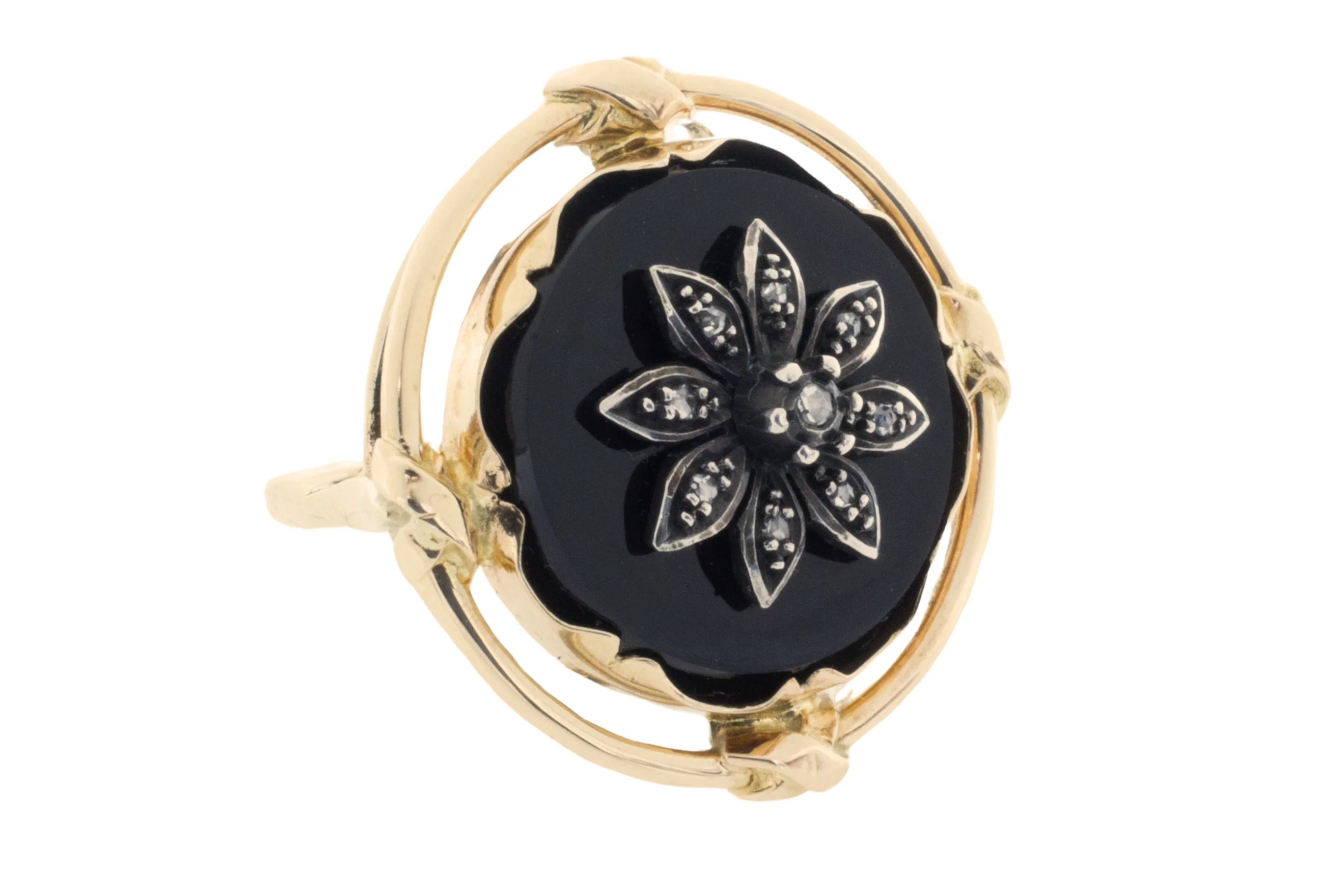 Onyx ring with rose diamonds - Image 3