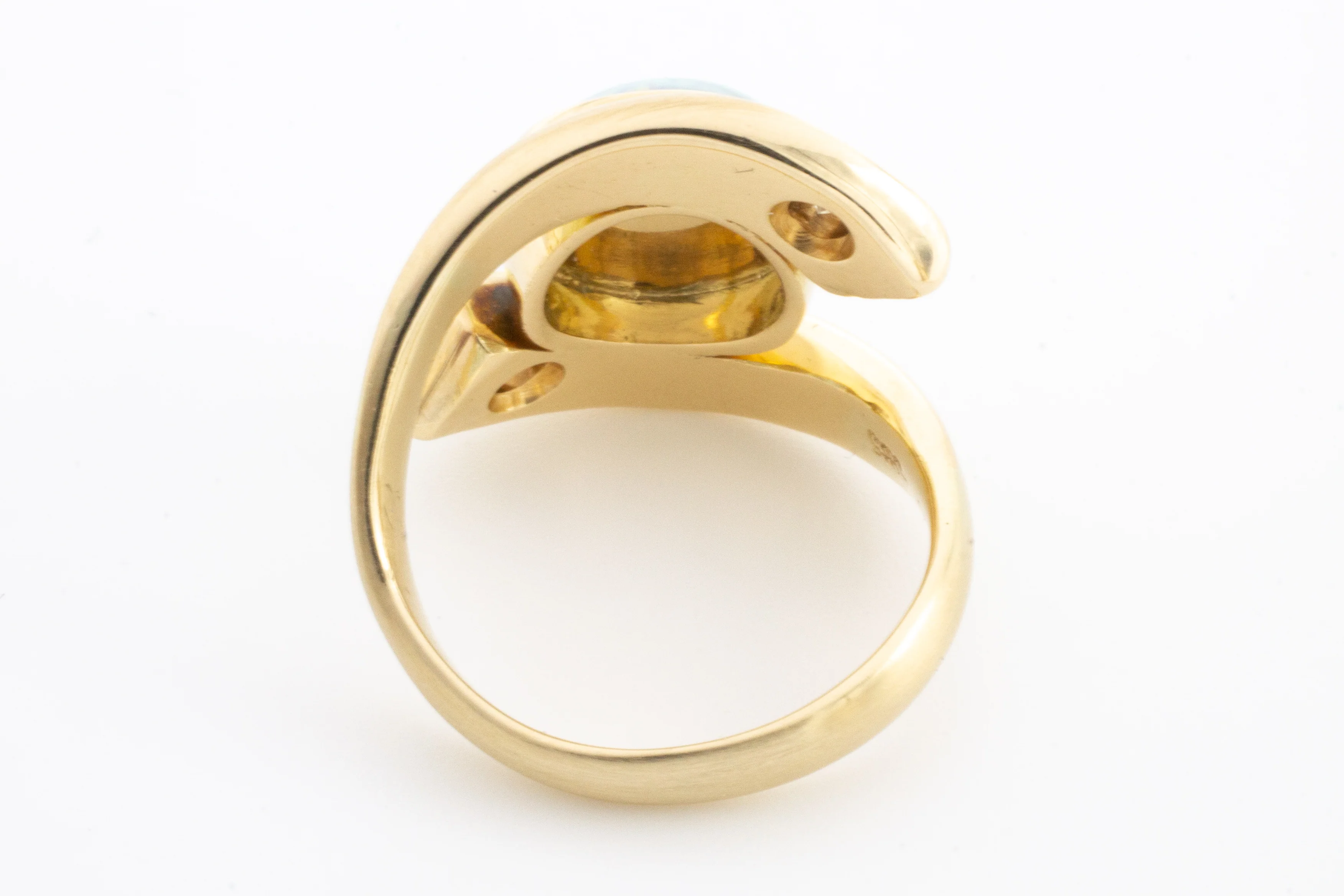 Opal and diamond ring in 14 carat matt gold - Image 5