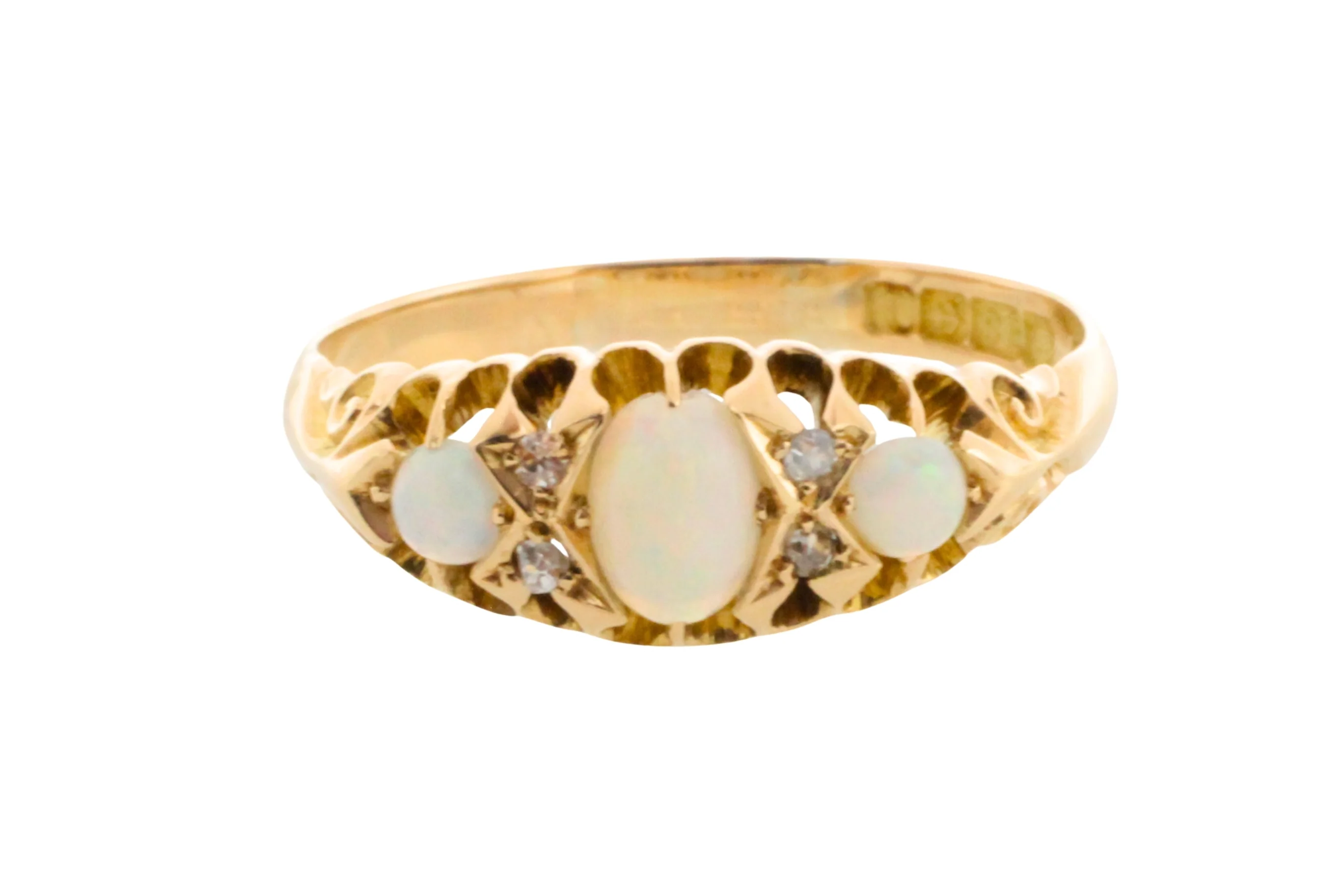 Opal and rose diamond ring from 1910 - Image 3