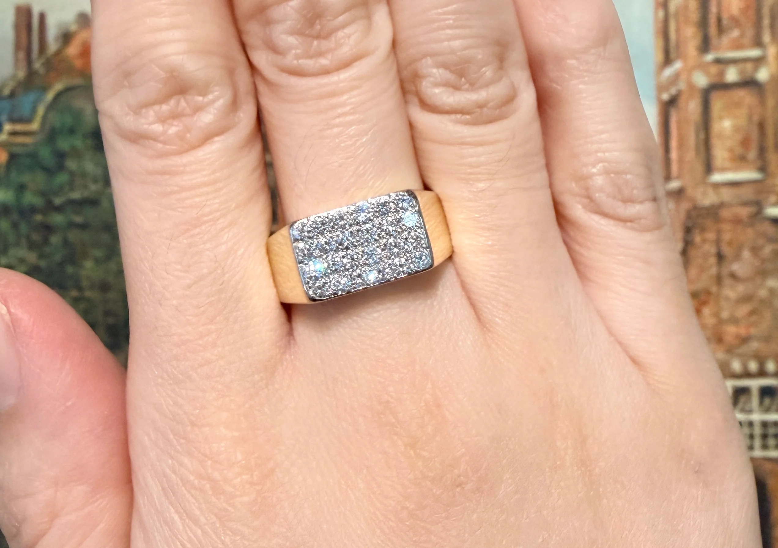 Pave set diamond ring in 14 carat gold - Image 6