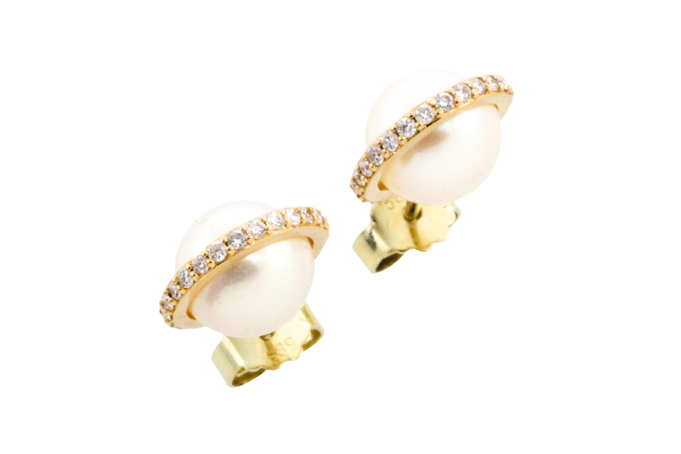 Pearl studs with diamond halos - Image 3