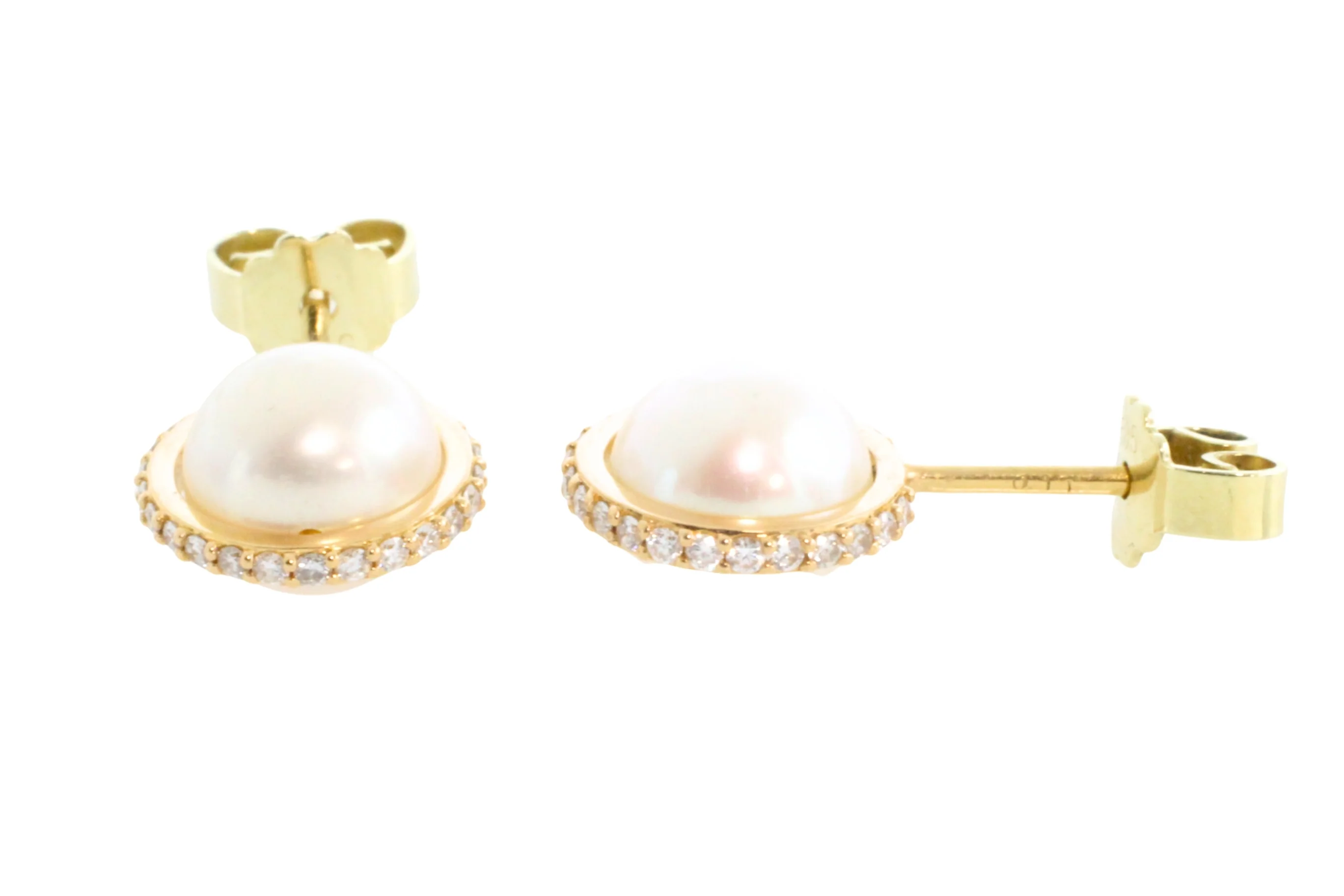 Pearl studs with diamond halos - Image 6