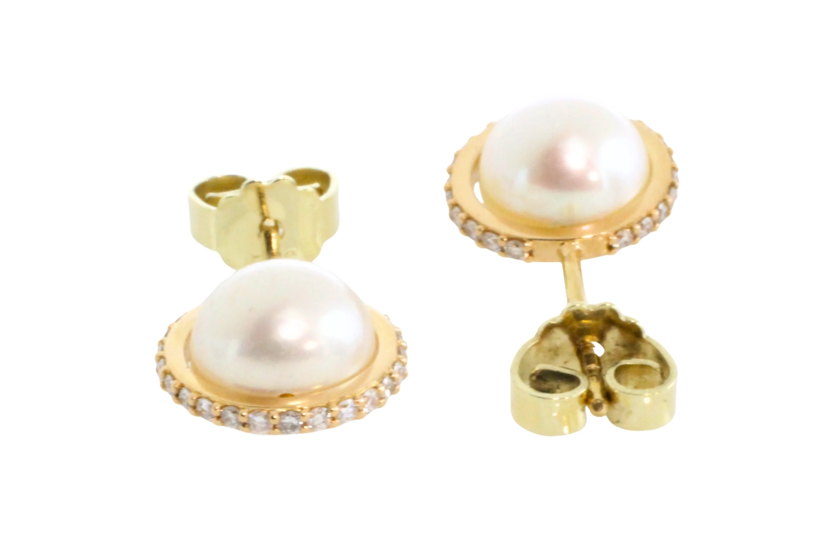 Pearl studs with diamond halos - Image 7