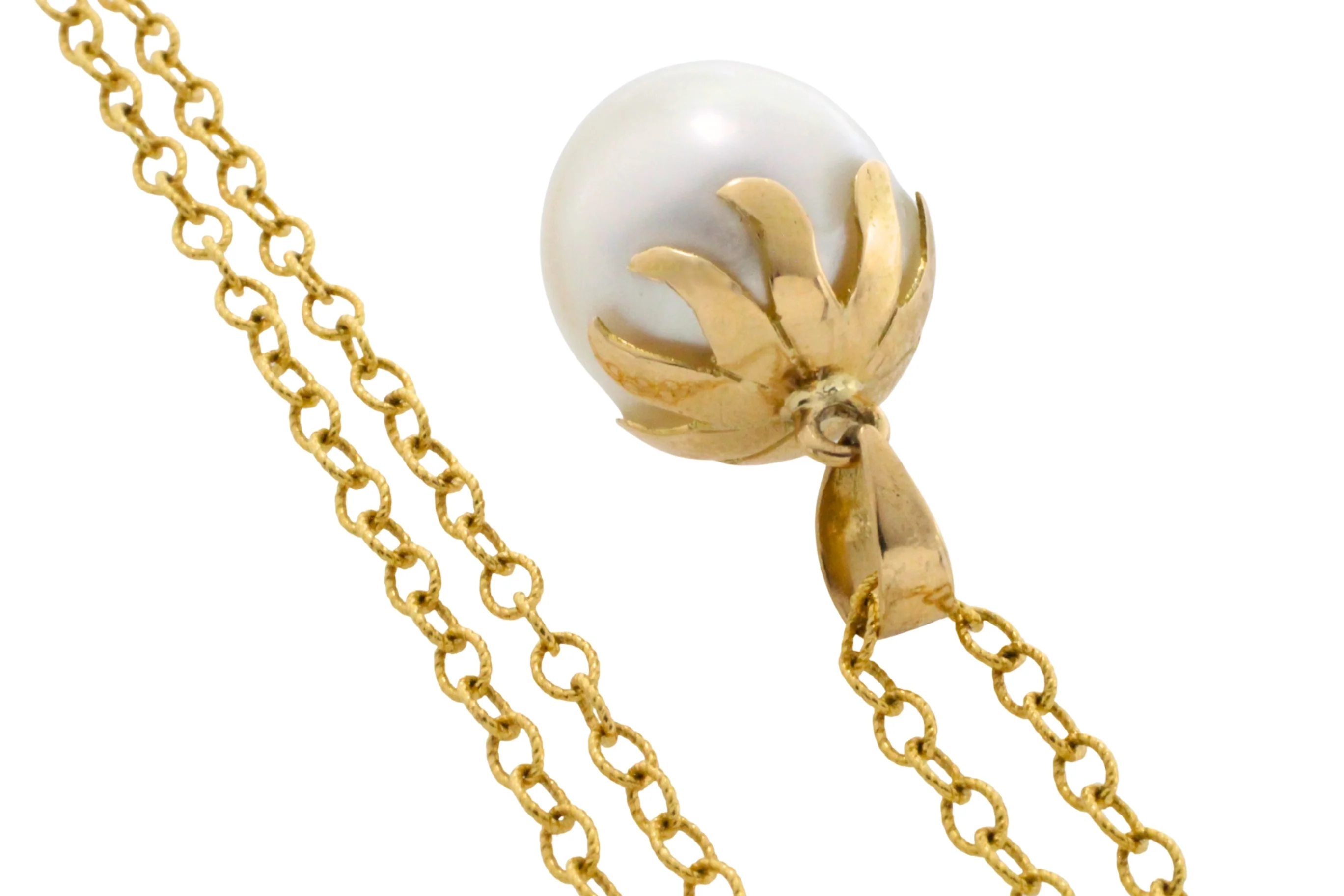 Pearl pendant and chain in 14 carat gold - Image 4