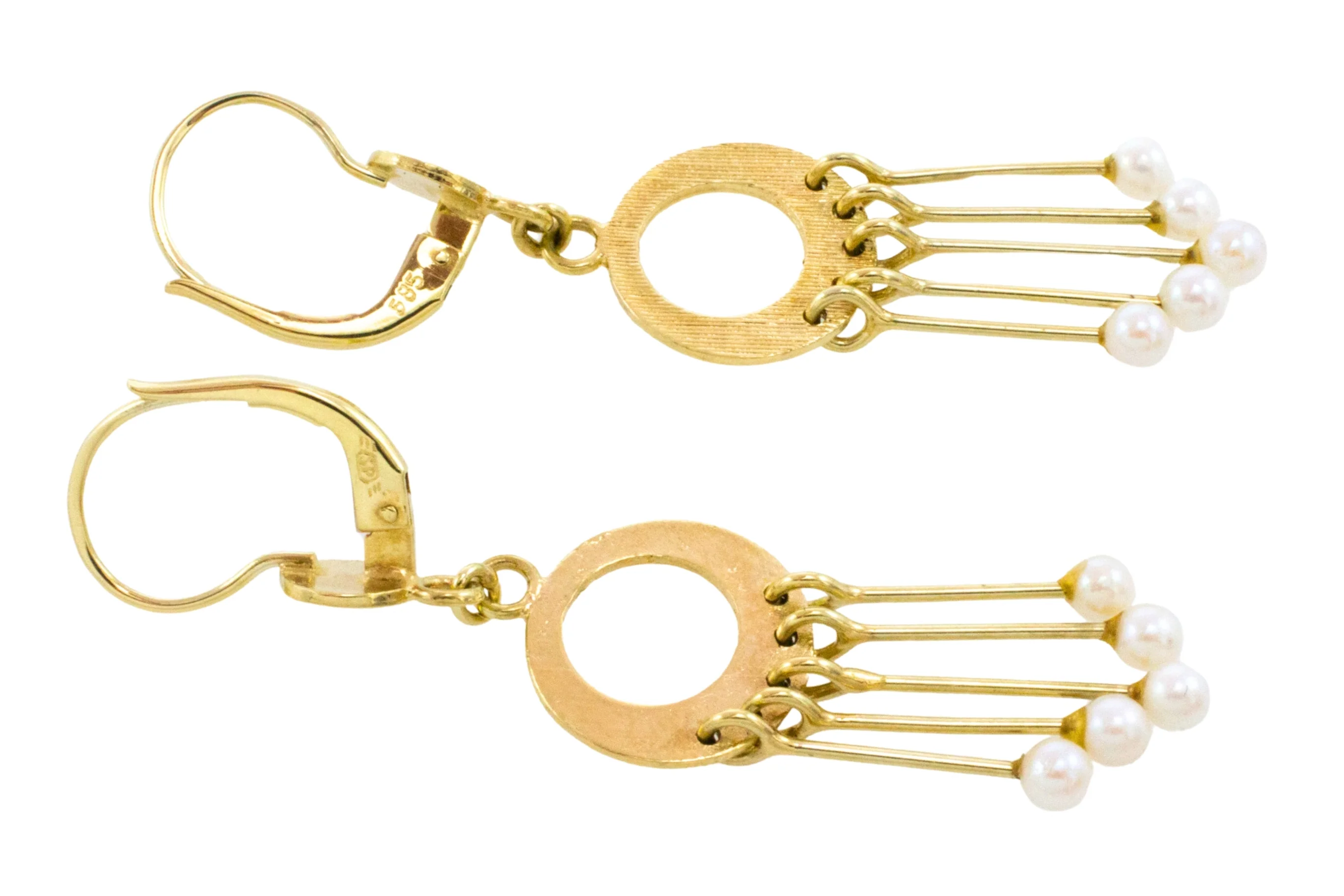 Pearl pendant earrings in 14 carat gold - Image 3