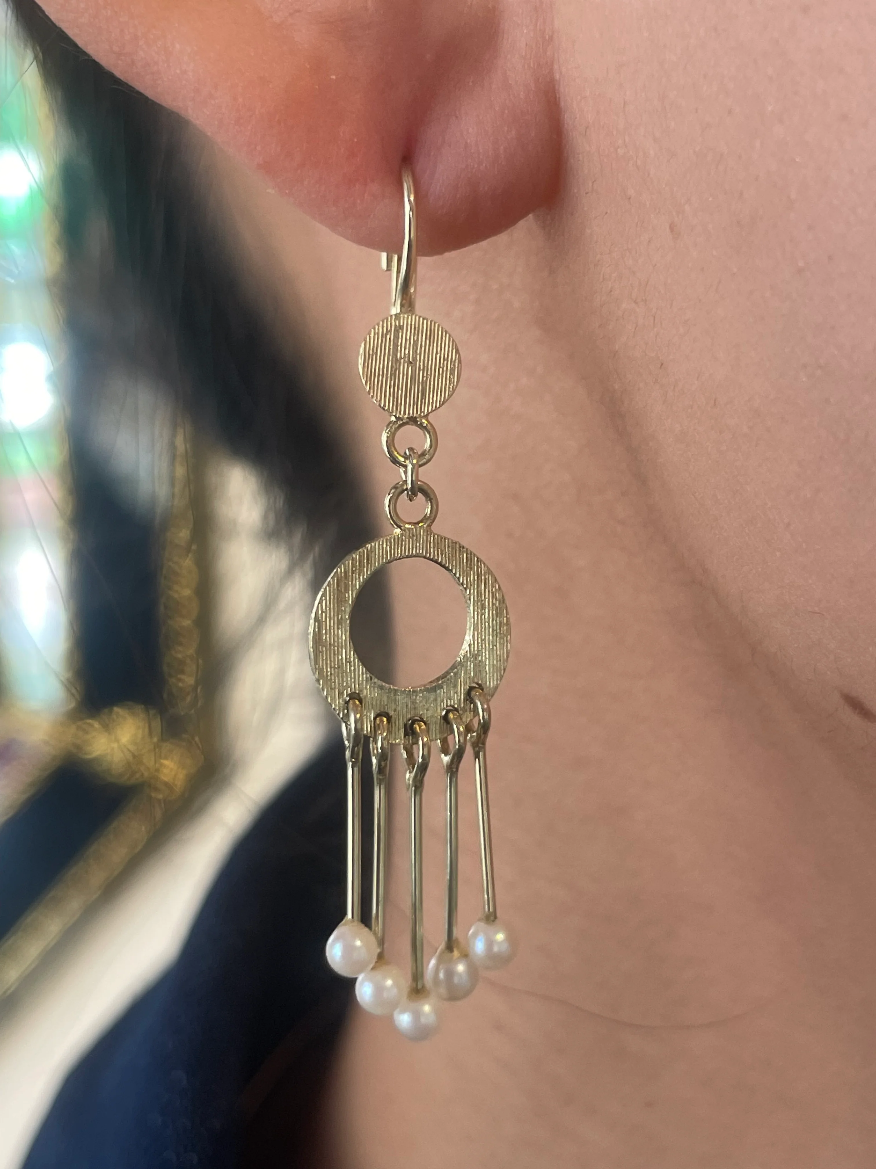 Pearl pendant earrings in 14 carat gold - Image 4