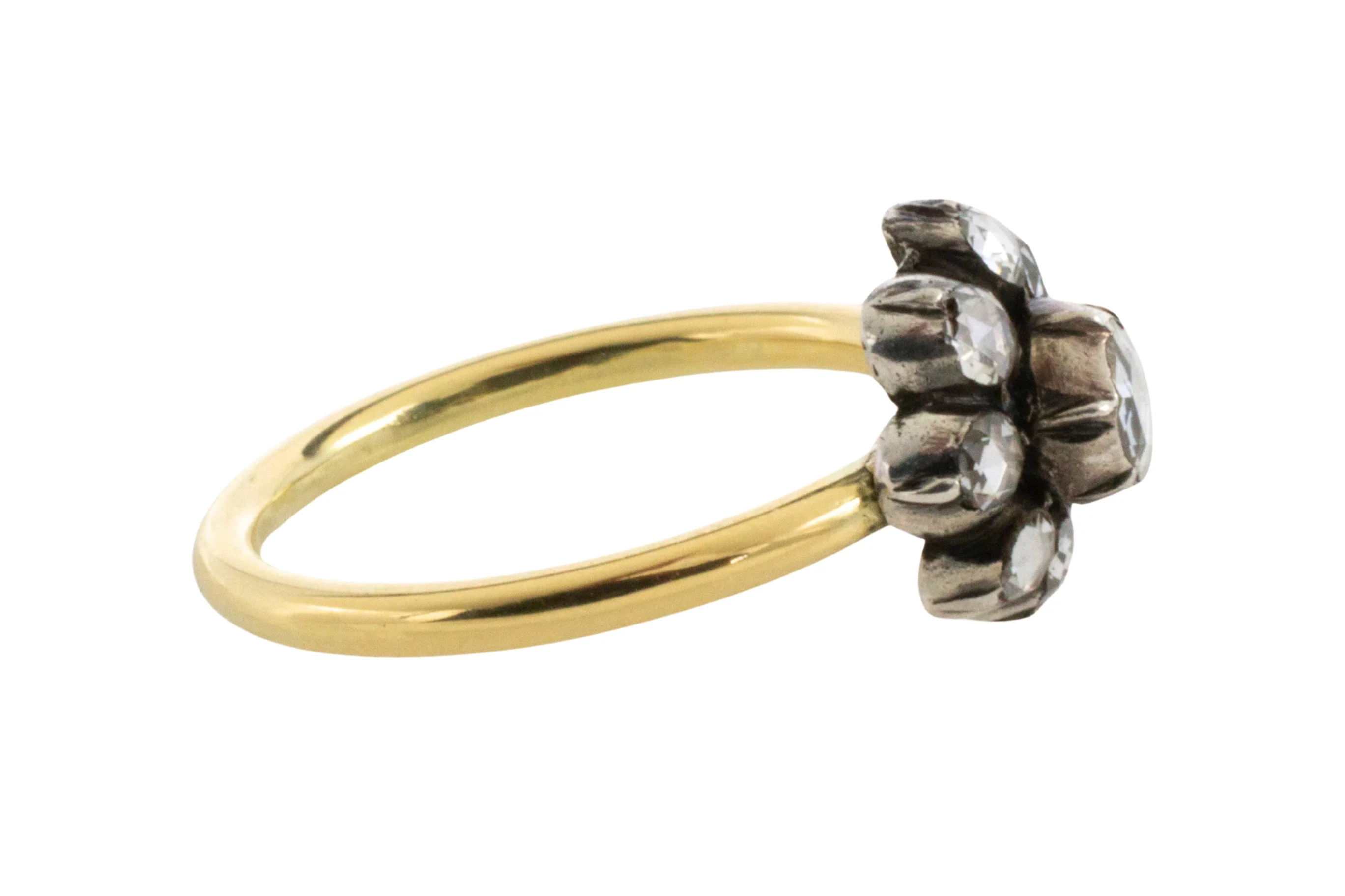 Rose diamond cluster ring in silver and gold - Image 5