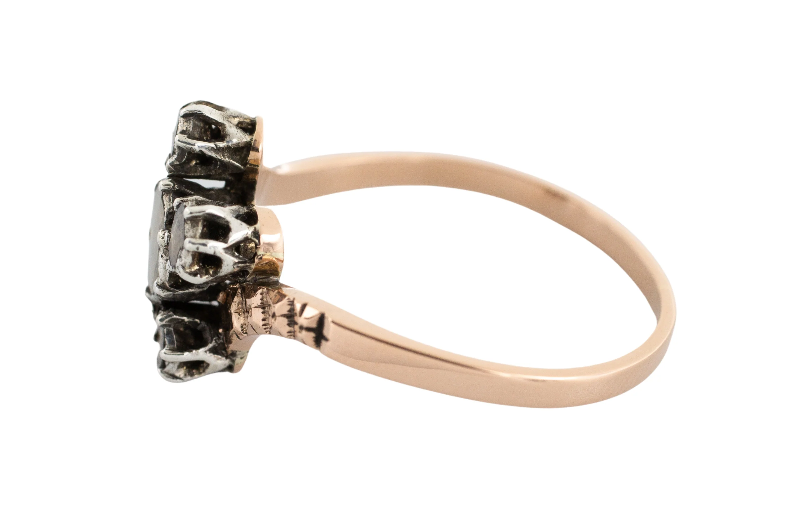 Rose diamond ring in 18 carat gold and silver - Image 4