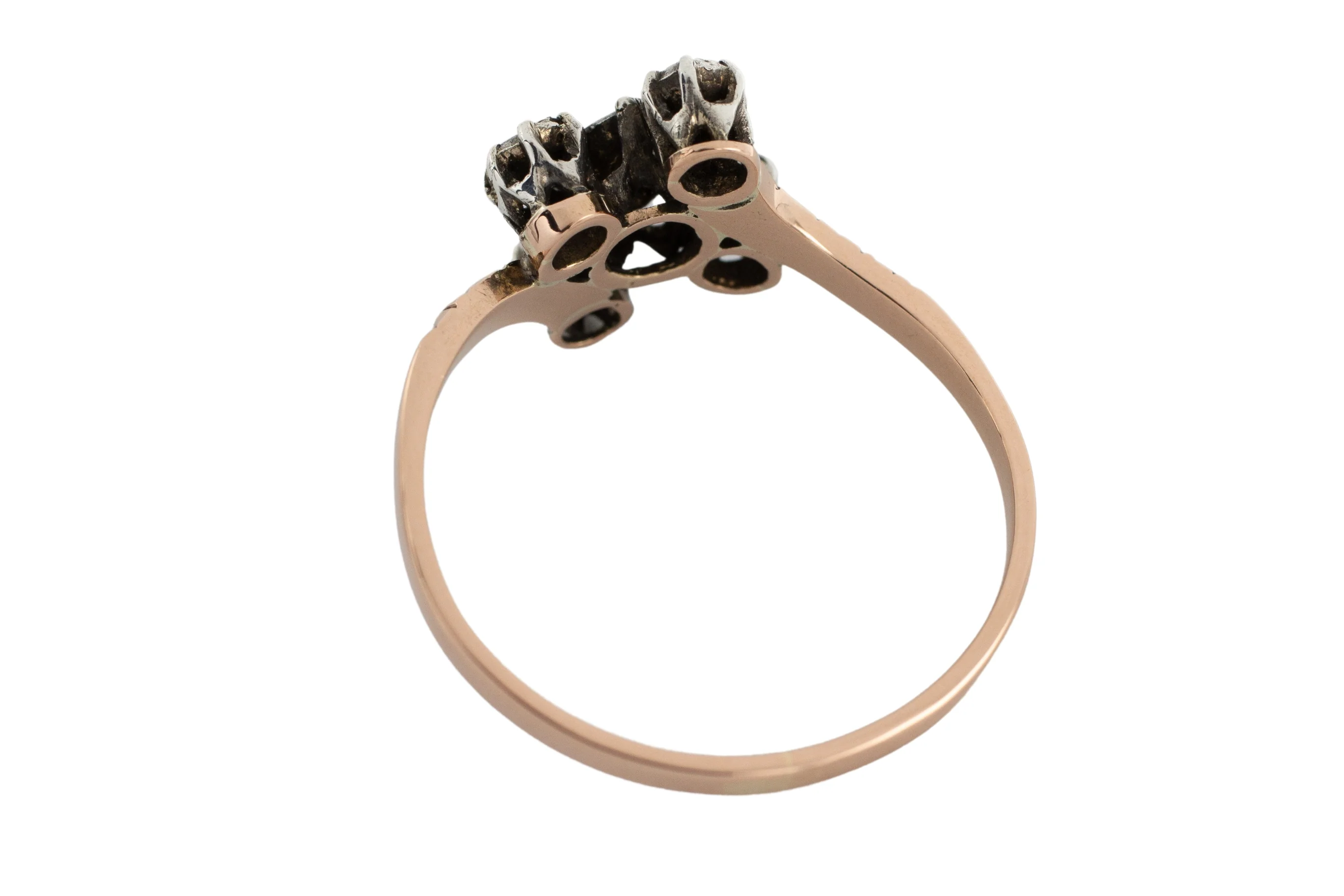 Rose diamond ring in 18 carat gold and silver - Image 5